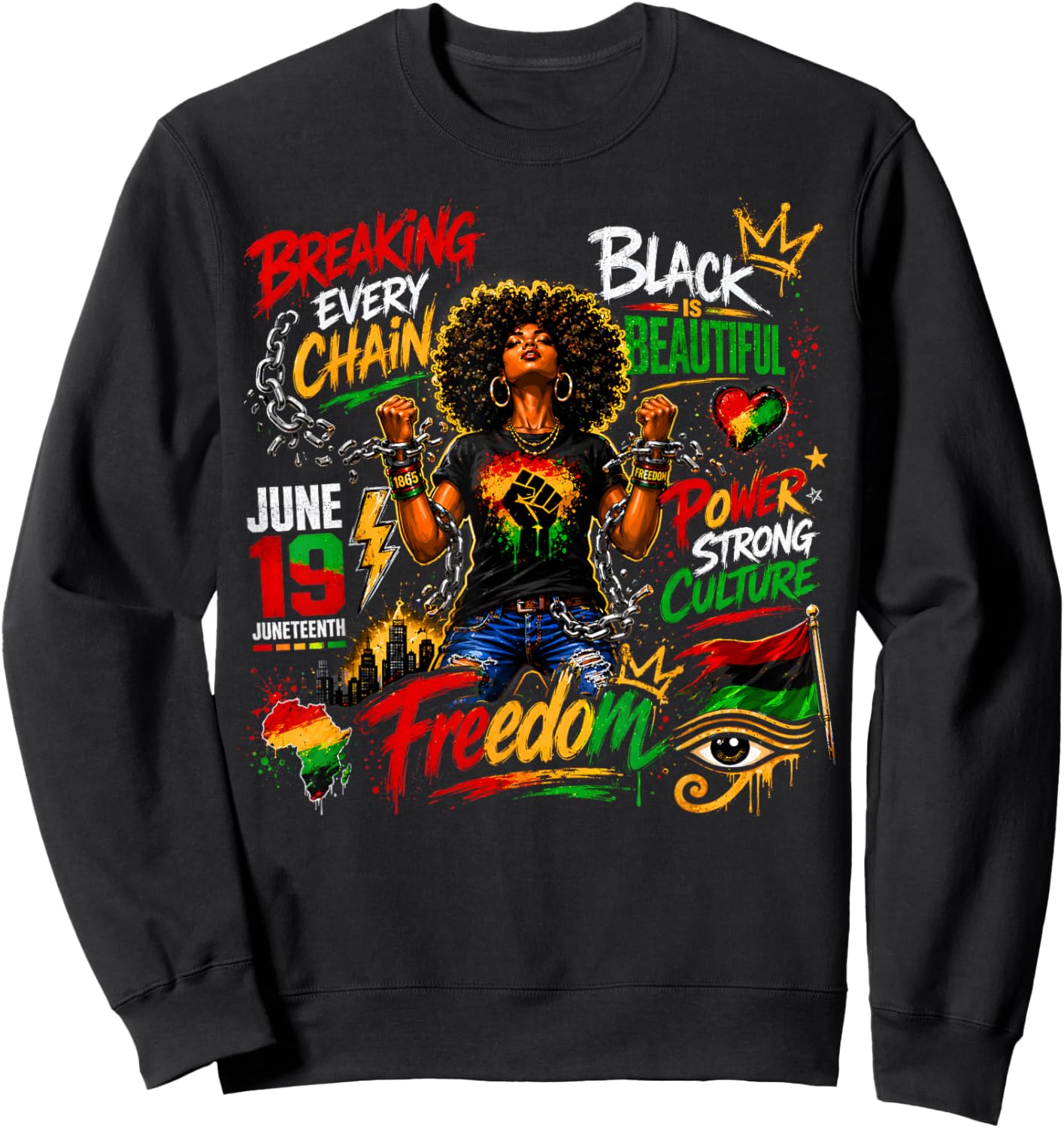 Black Girl Magic Juneteenth Freedom Women Girls Mom Sweatshirt - Sweatshirt | Black