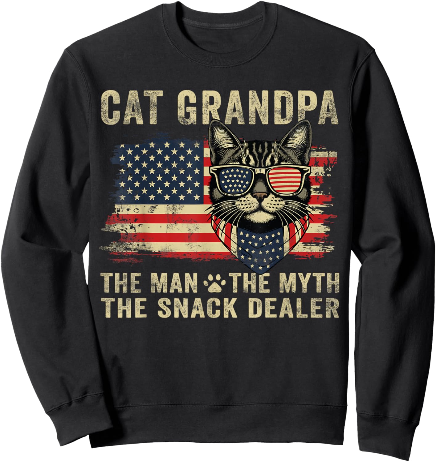 Cat Grandpa The Man The Myth The Snack Dealer Father's Day Sweatshirt - Sweatshirt | Black