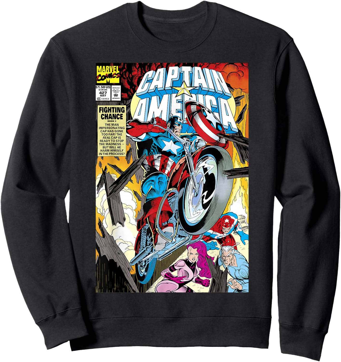 Marvel Captain America Fighting Chance Book 3 Comic Cover Sweatshirt - Sweatshirt | Black