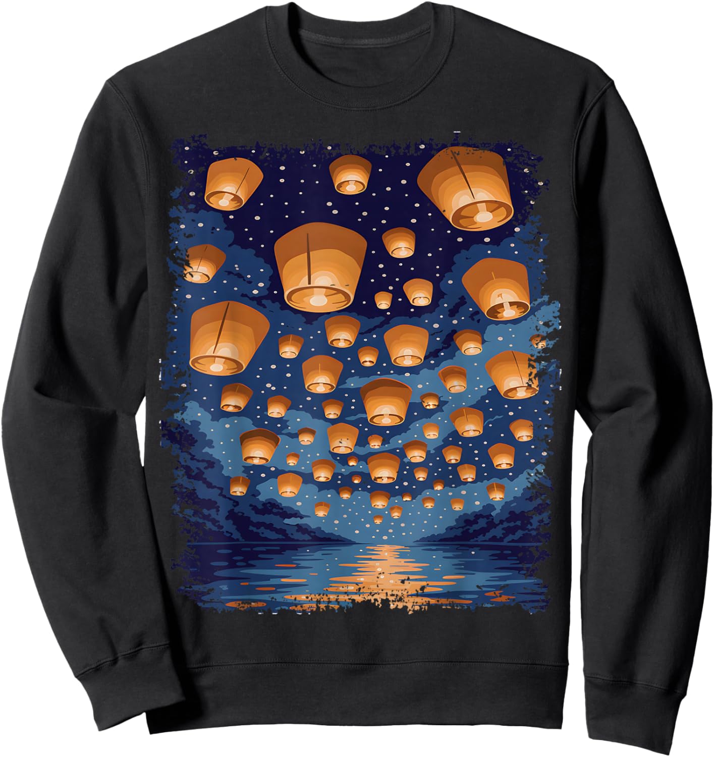 Floating Lantern Sky Festival Art Sweatshirt - Sweatshirt | Black