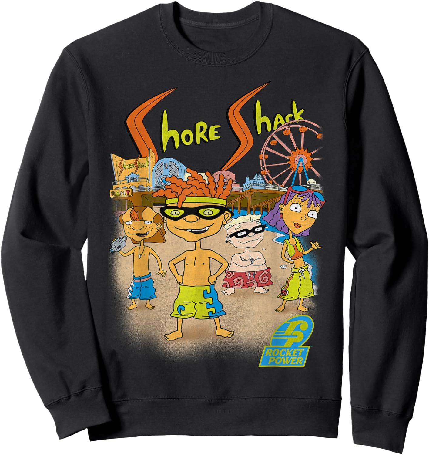 Nickelodeon Rocket Power Beach Scene Sweatshirt - Sweatshirt | Black