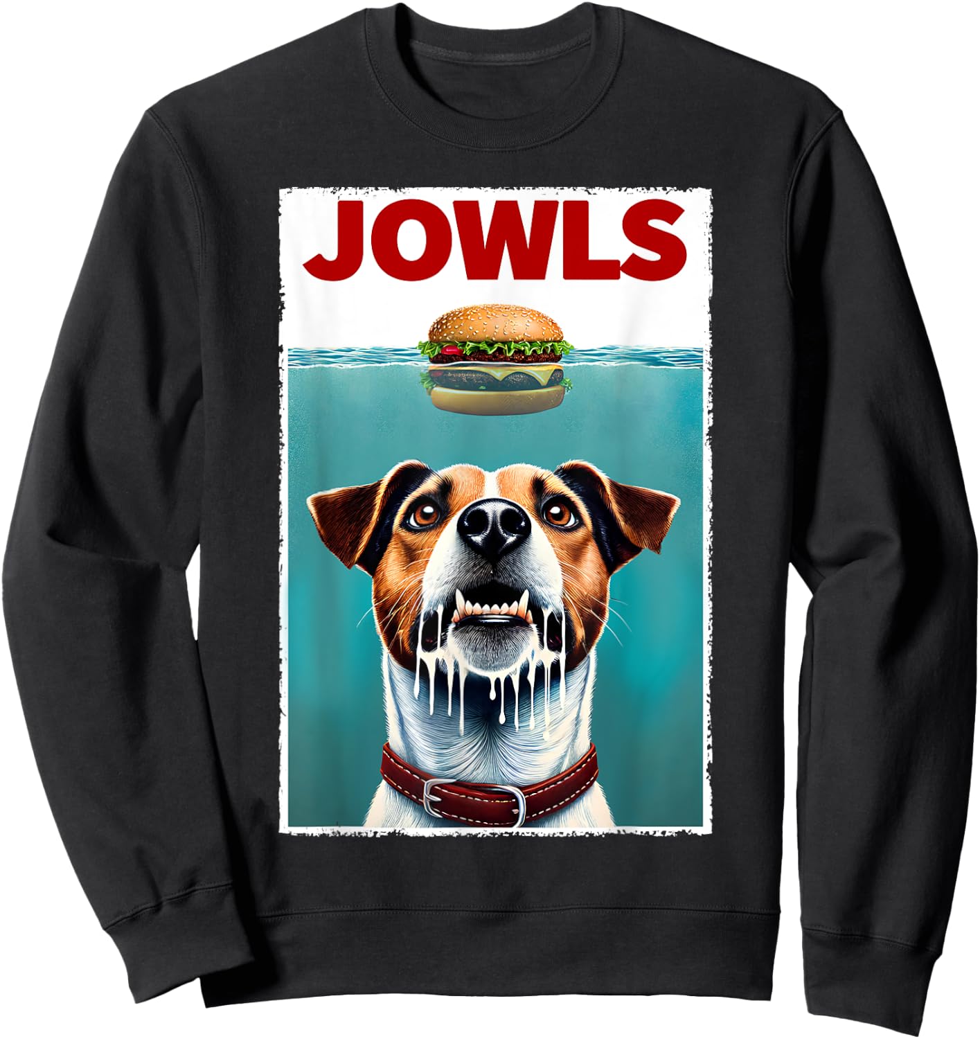 Funny Jack Russell Terrier and Hamburger Parody Jowls Sweatshirt - Sweatshirt | Black