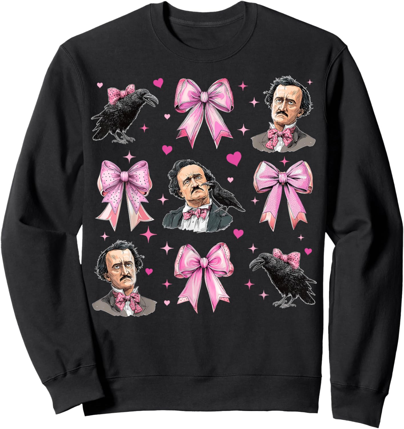 Edgar Allan Poe Literature Girl Coquette Bow Pink Mom Sweatshirt - Sweatshirt | Black