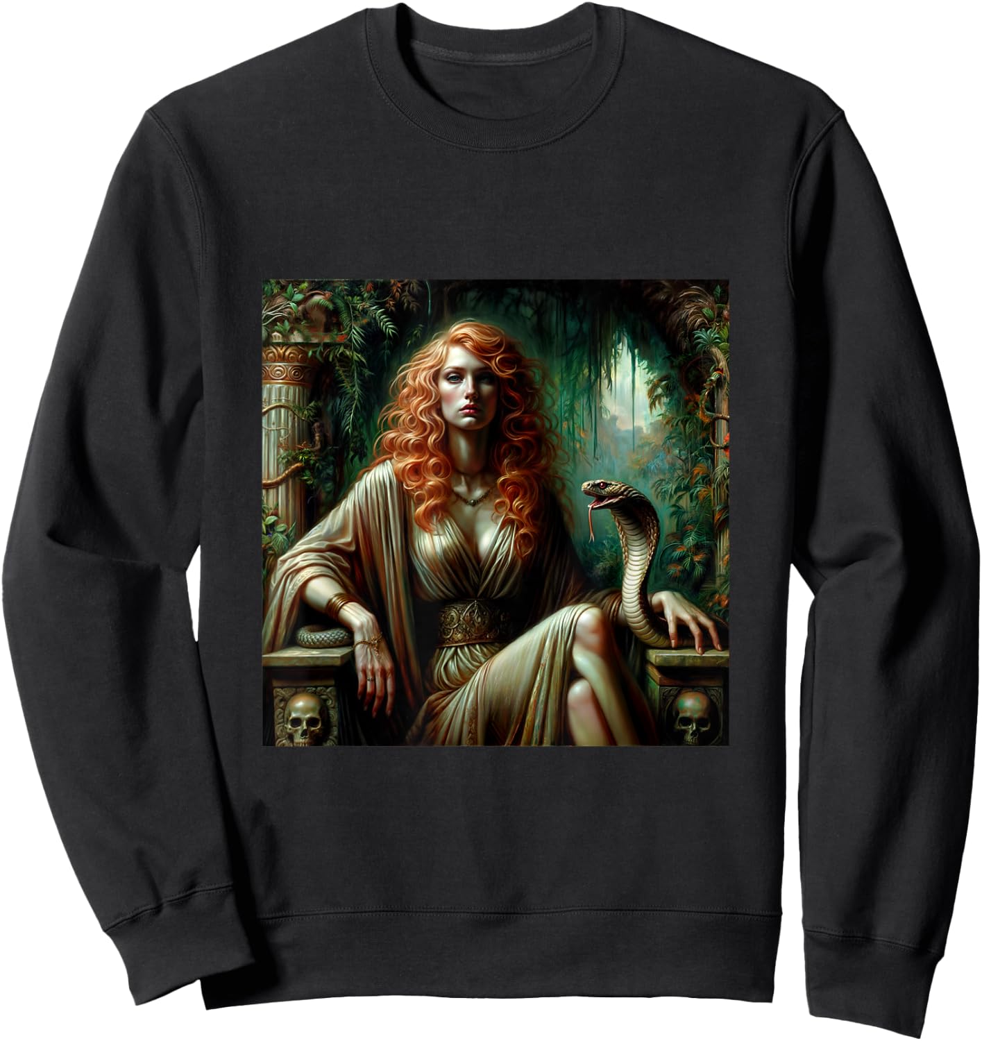 Lilith with Snake Botanical Art Sweatshirt - Sweatshirt | Black
