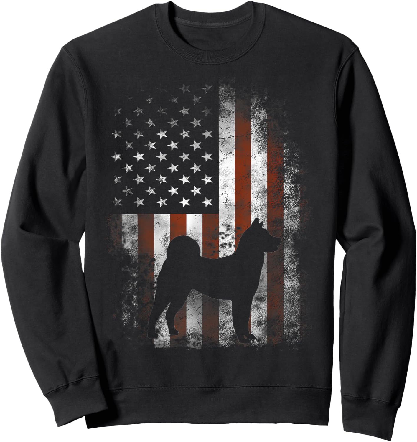 Akita Inu American Flag Patriotic 4th Of July Sweatshirt - Sweatshirt | Black