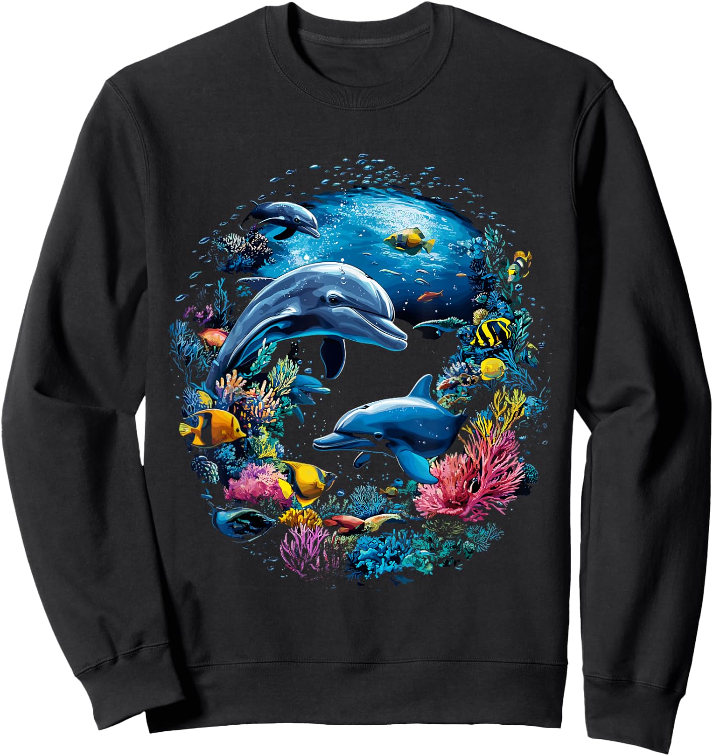 Dolphin Sea Life Save the Ocean Marine Biology Aquarium Sweatshirt - Sweatshirt | Black