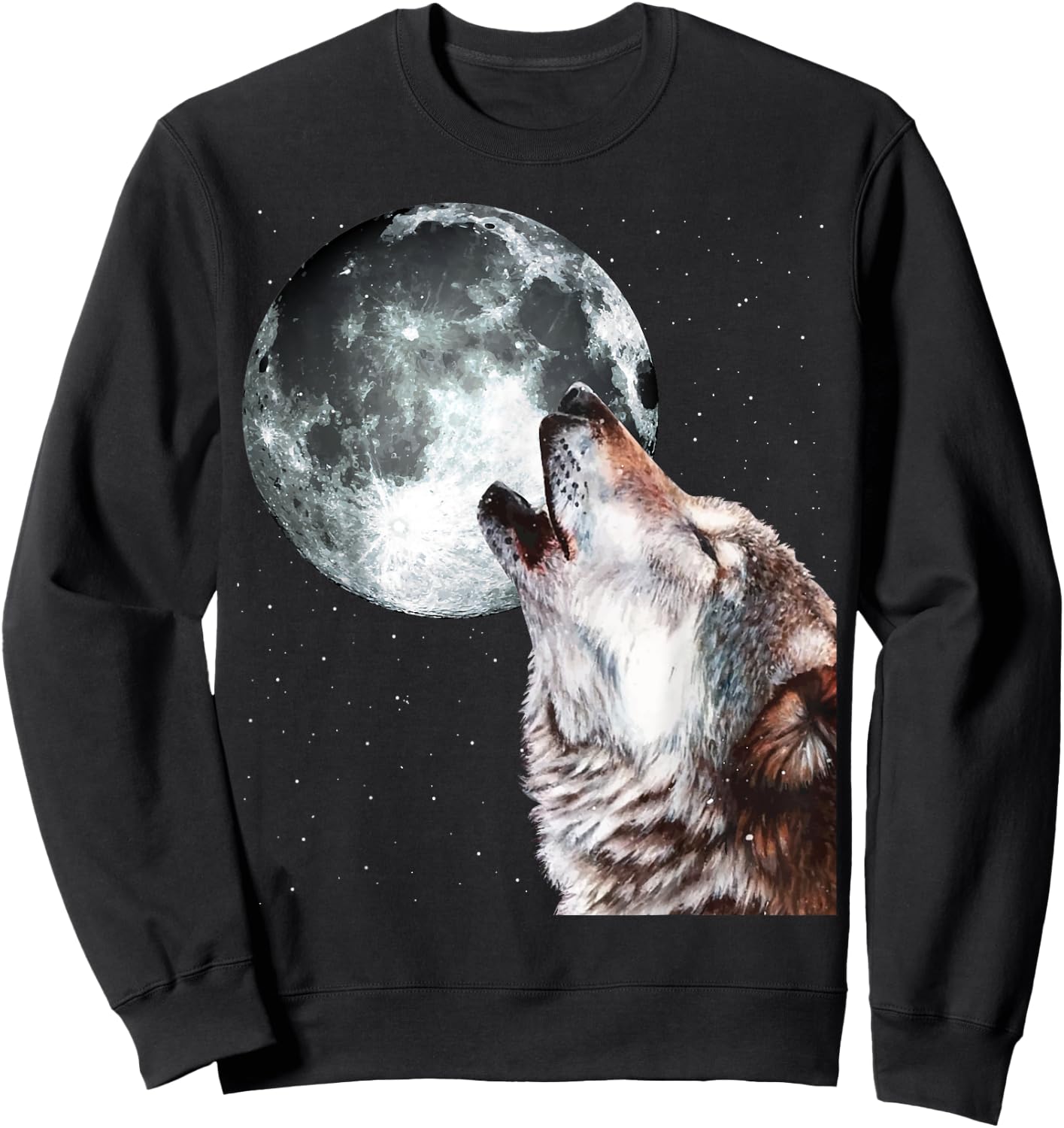 Howling Wolf At The Full Moon Men Women Wolf Lover Sweatshirt - Sweatshirt | Black