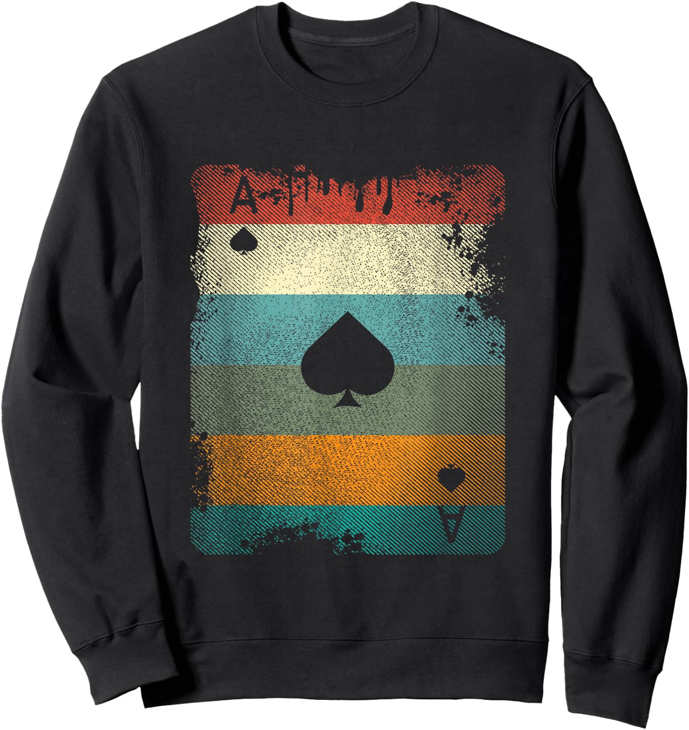 Vintage Poker Ace of Spades Retro Cards Gift Sweatshirt - Sweatshirt | Black