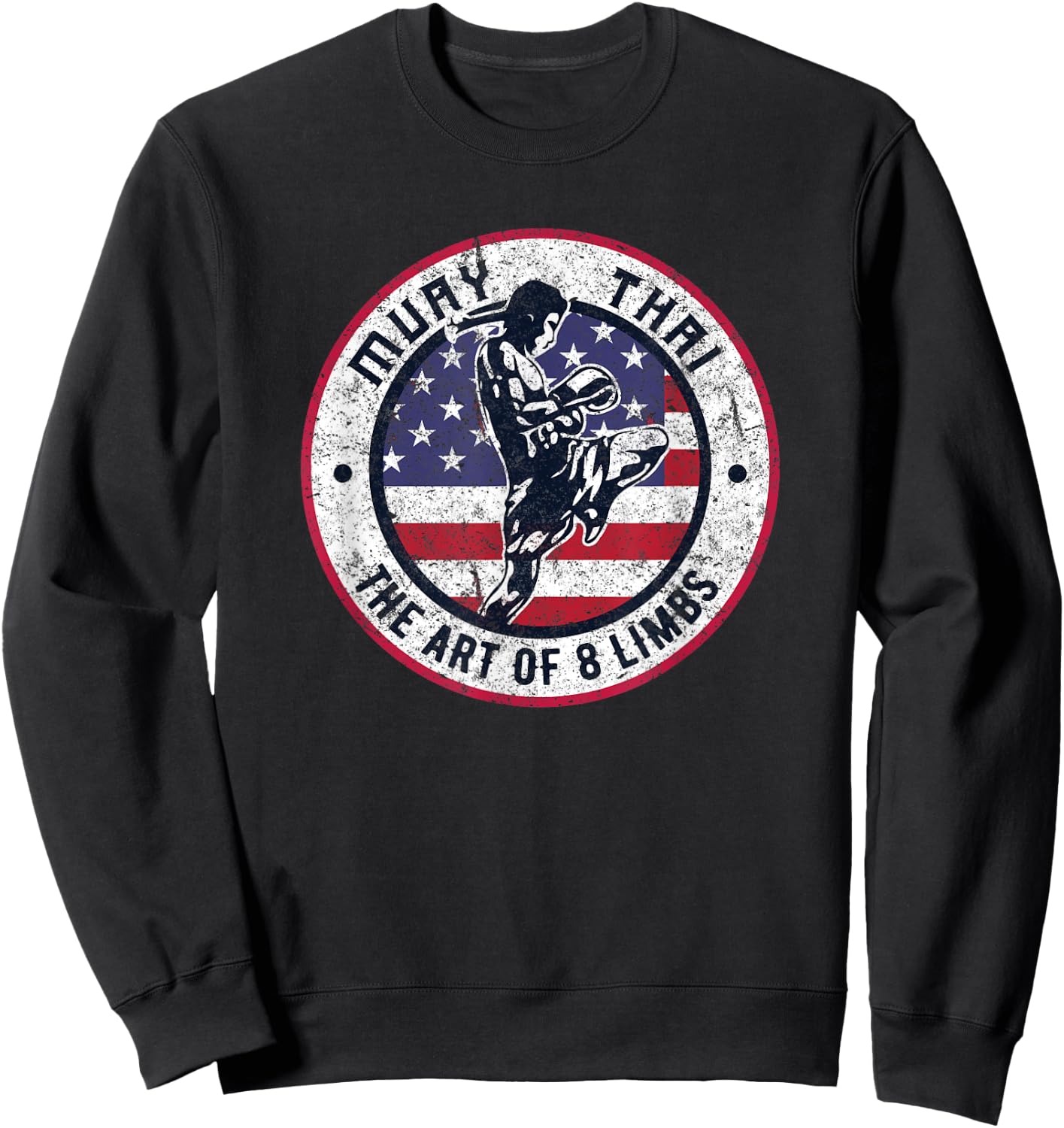 Vintage Muay Thai Karate | Boxing Mixed Martial Arts Sweatshirt - Sweatshirt | Black