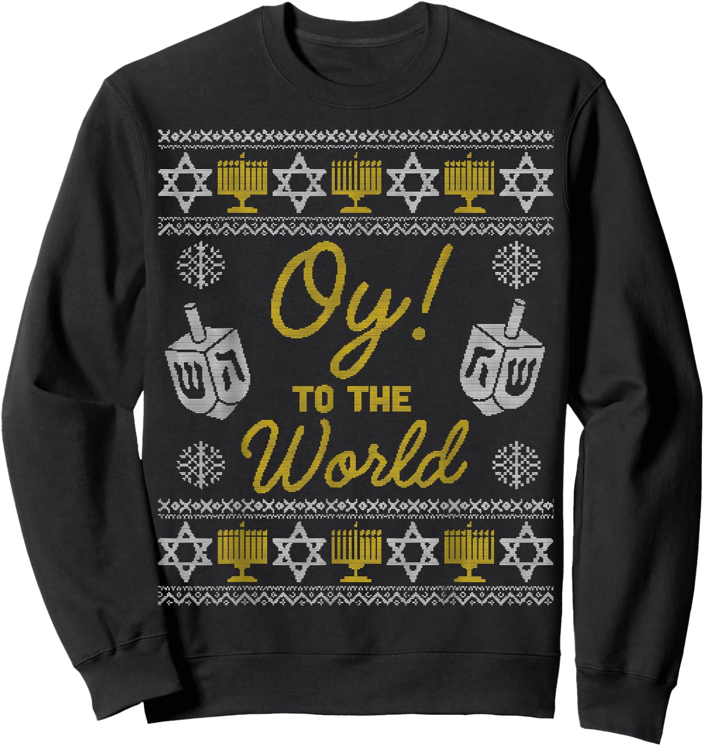 Oy to the World Shirt, Funny Hanukkah Sweater Style Gift Sweatshirt - Sweatshirt | Black