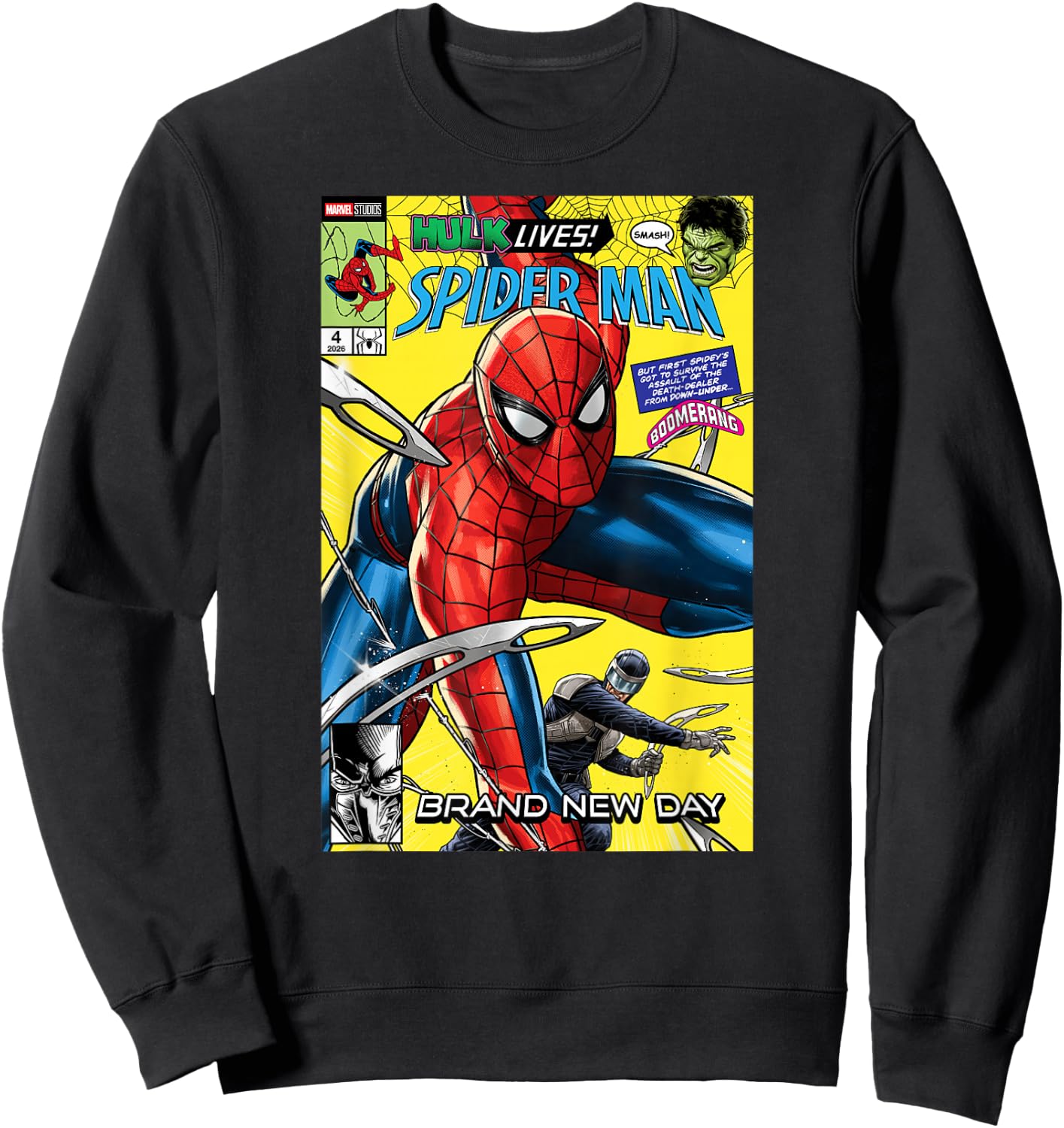 Marvel Spider-Man: BND Movie 2026 Hulk Boomerang Comic Cover Sweatshirt - Sweatshirt | Black