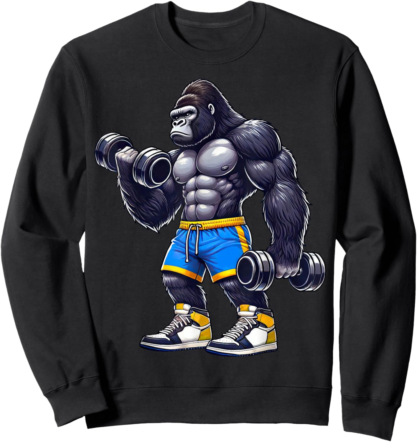 Gorilla Lifting Dumbbells Weightlifting Fitness Gym Sweatshirt - Sweatshirt | Black