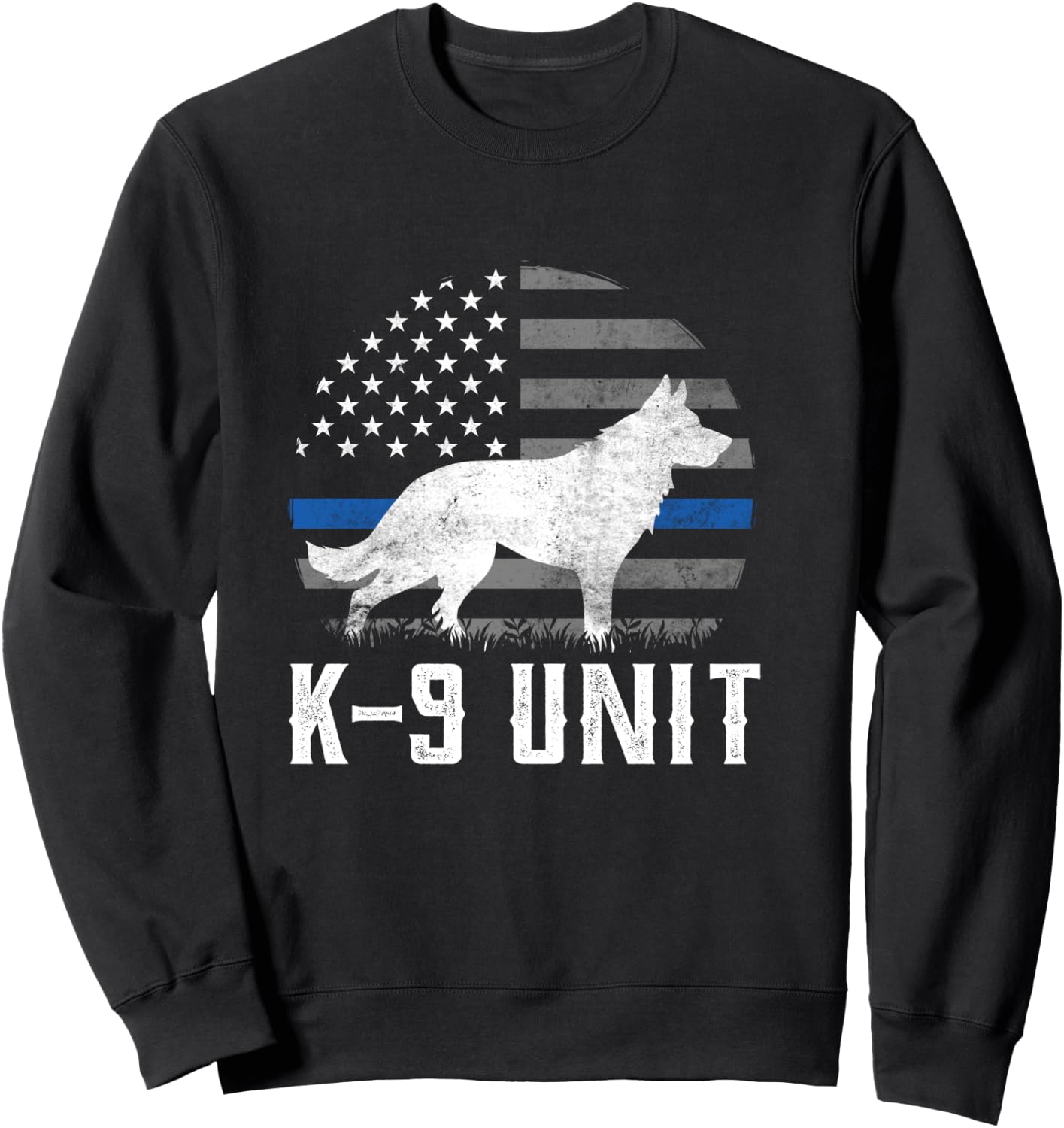 Thin Blue Line K9 German Shepherd Police Dog Gift Sweatshirt - Sweatshirt | Black