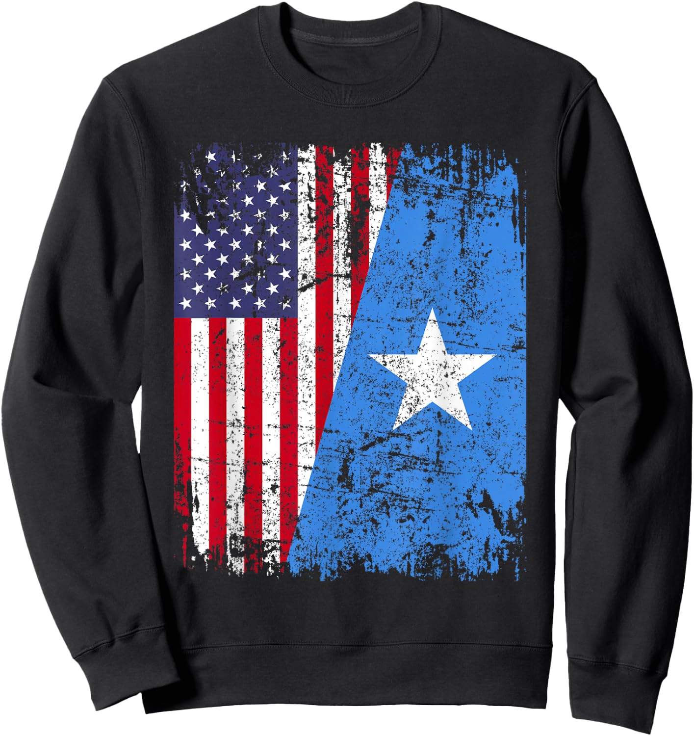 SOMALI ROOTS | Half American Flag | SOMALIA Sweatshirt - Sweatshirt | Black