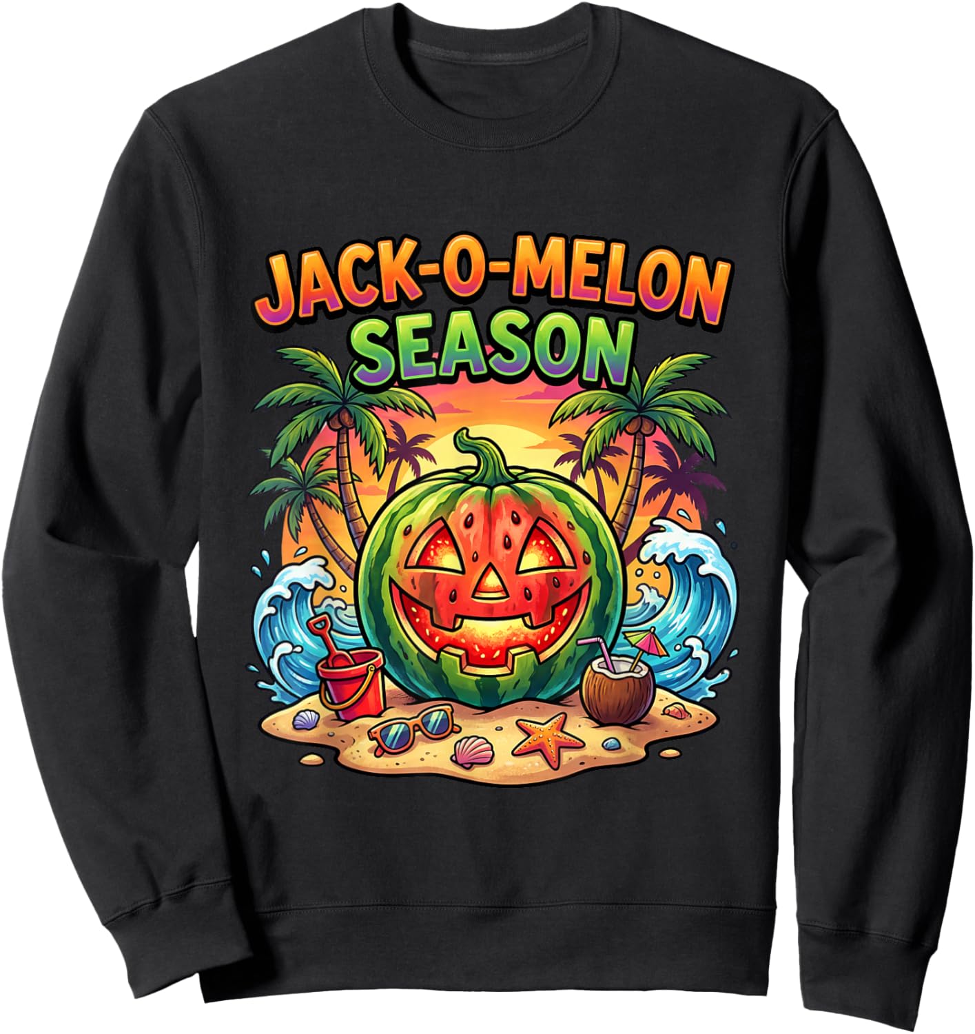 Jack-O Melon Season. Halloween Humor Sweatshirt - Sweatshirt | Black