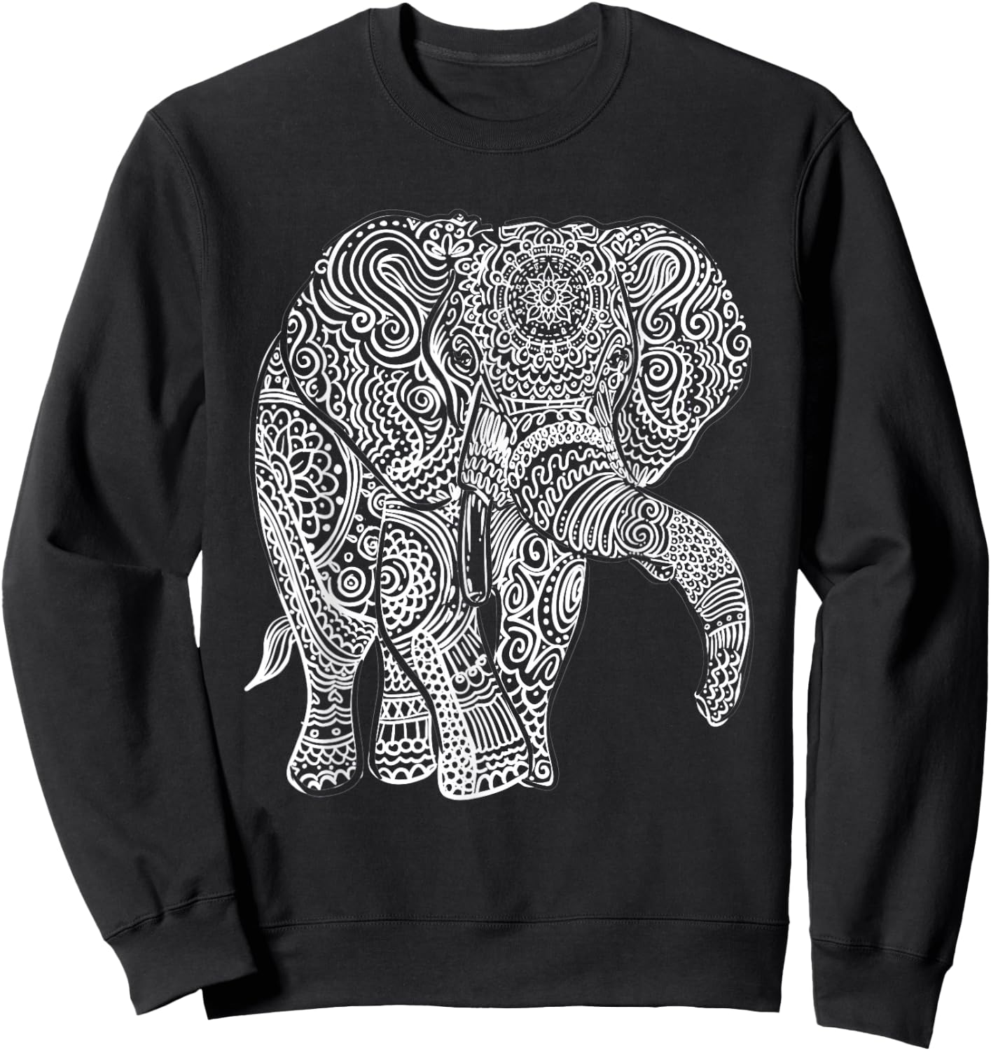 Elephant graphic, mandala, bohemian type gift, men and women Sweatshirt - Sweatshirt | Black