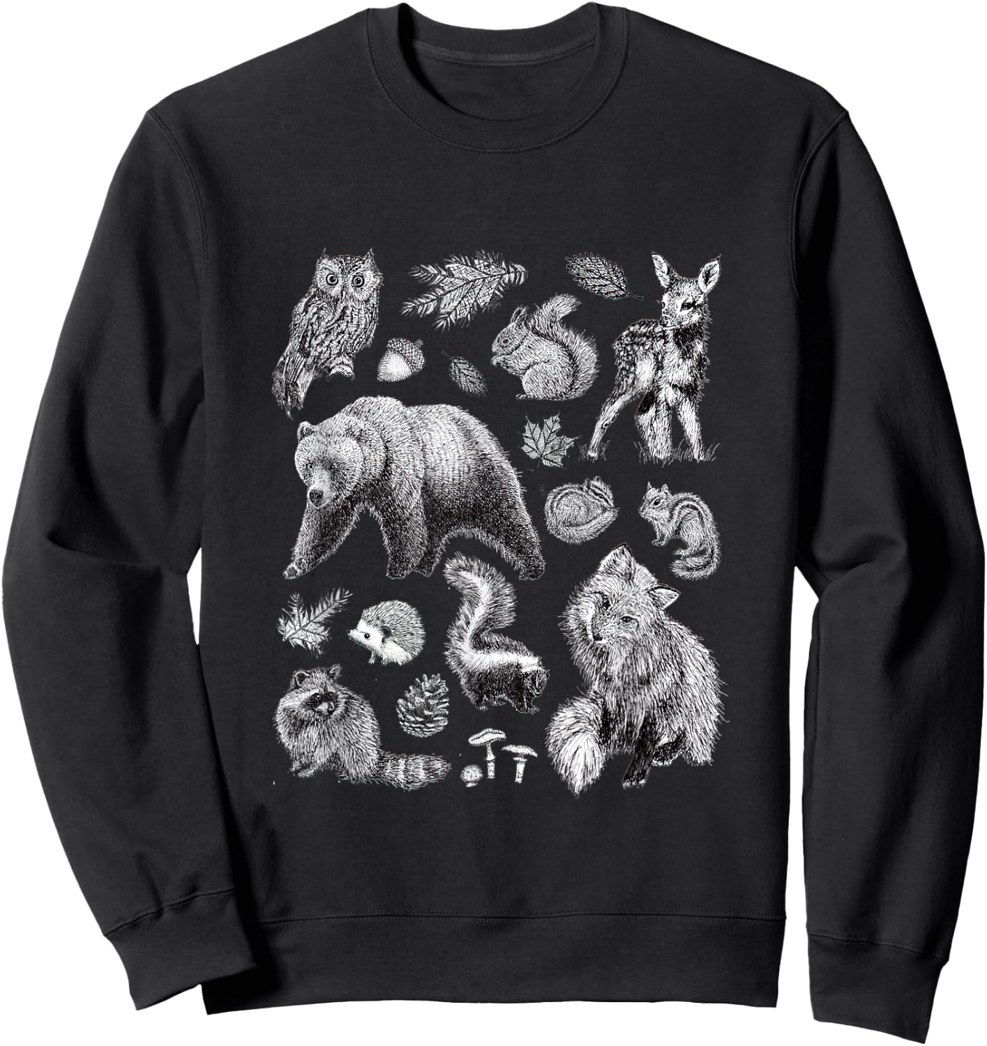 Woodland Animals Forest Men's Women's Kid's Sweatshirt - Sweatshirt | Black