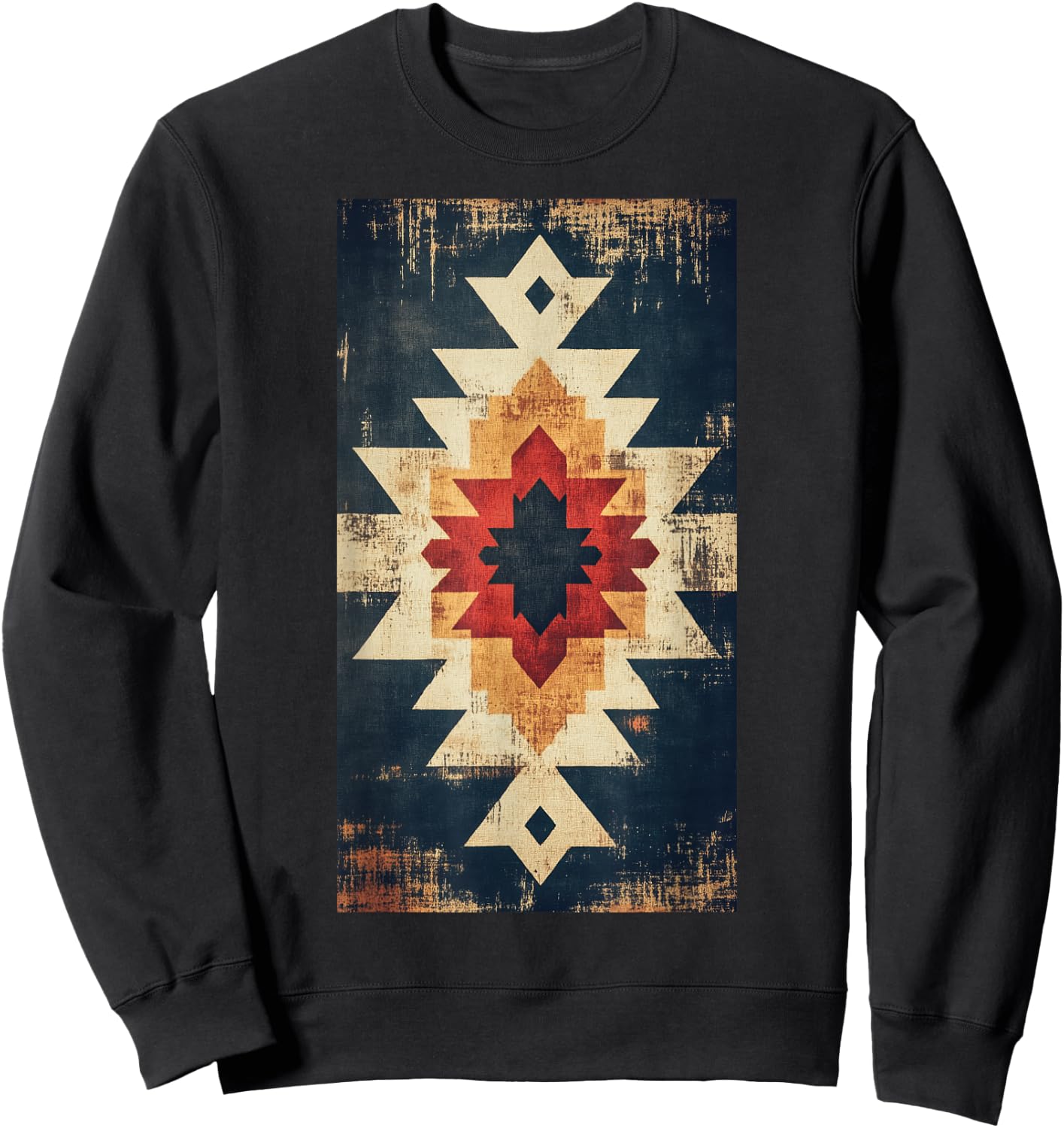 Retro Geometric Native Vintage Bohemian Ethnic Sweatshirt - Sweatshirt | Black