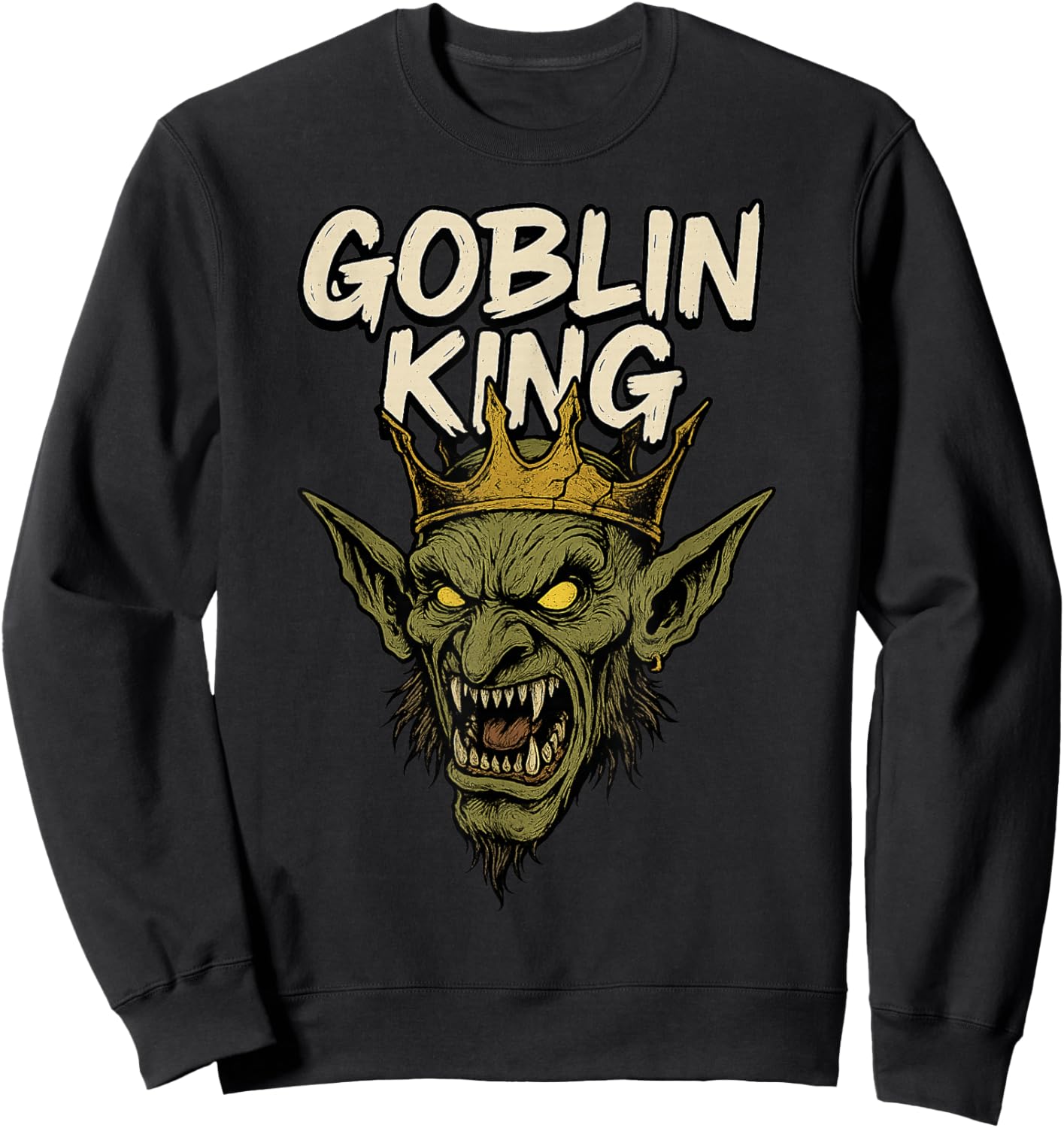 Goblin King Snarling Crown Graffiti Vibe Sweatshirt - Sweatshirt | Black