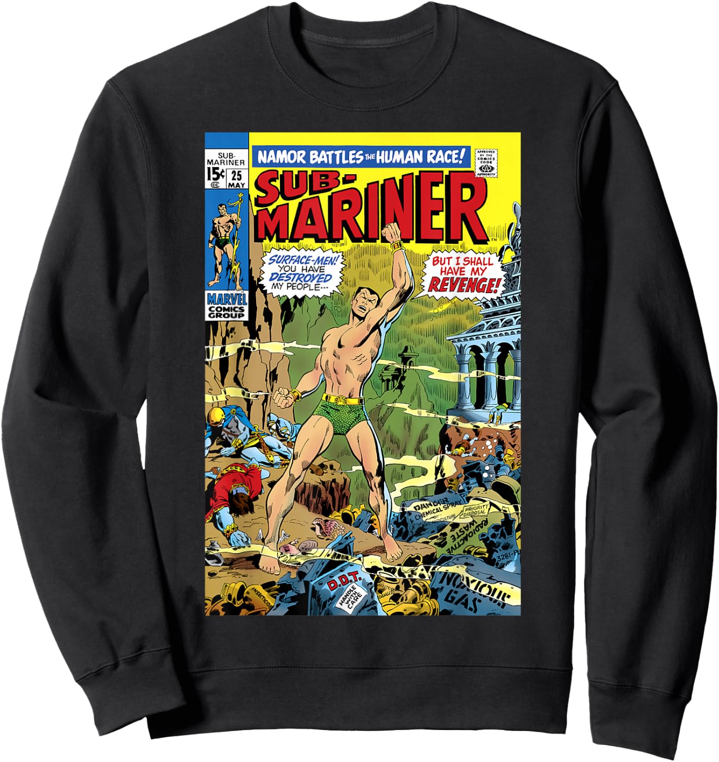 Marvel Namor The Sub-Mariner Battles The Human Race Comic Sweatshirt - Sweatshirt | Black