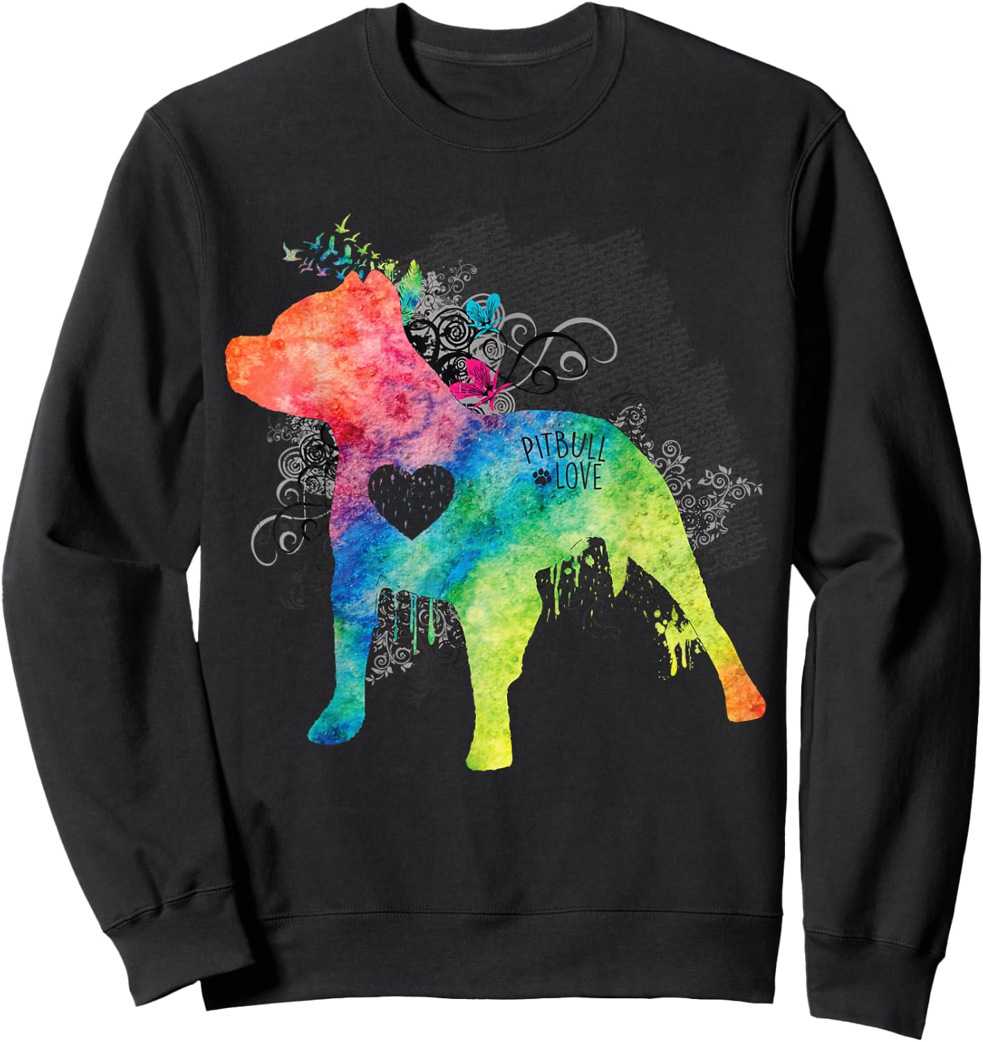 Pitbull Love Watercolor Zen - Pit bull Shirt Sweatshirt - Sweatshirt | Black