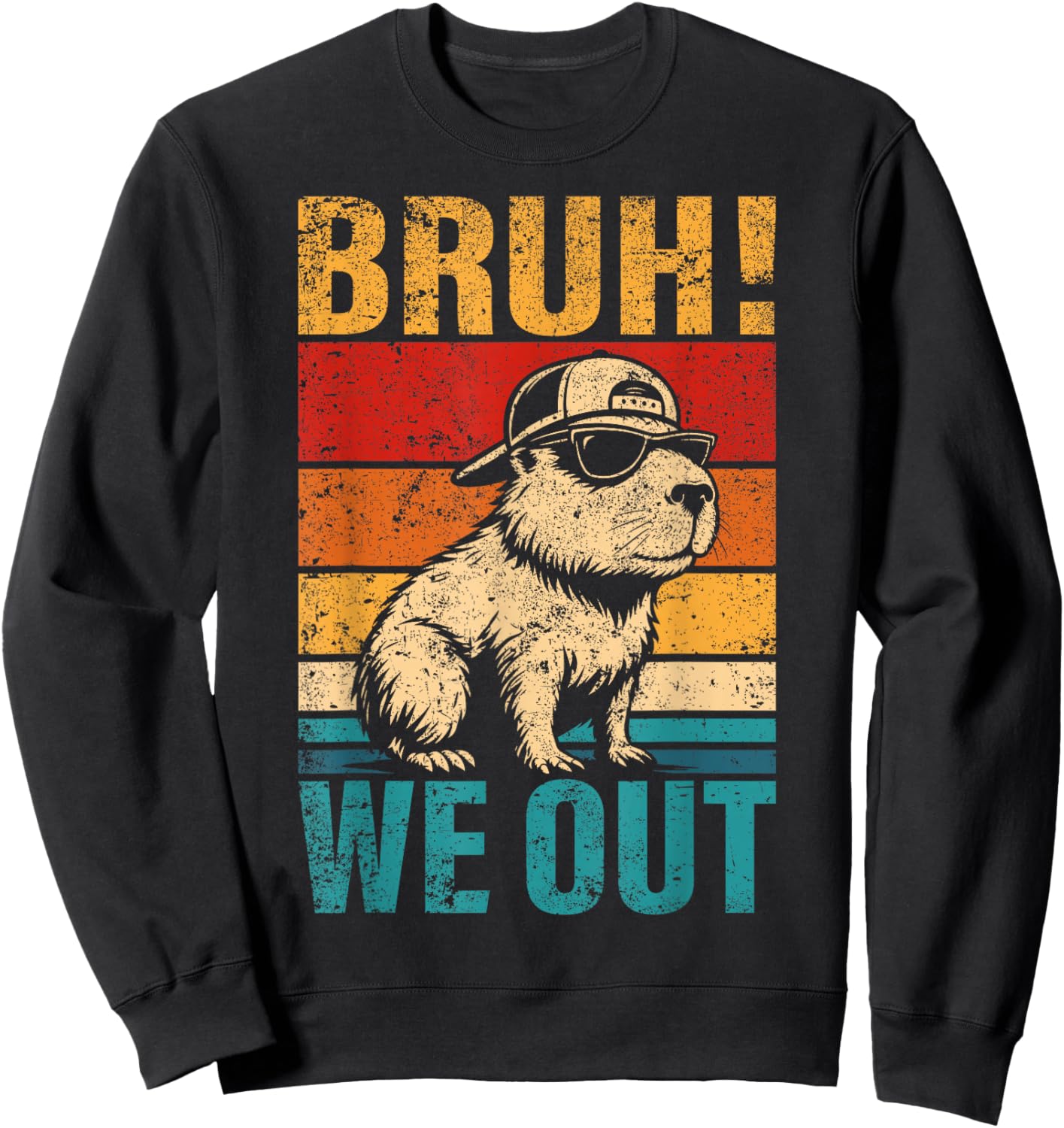 Last Day of School Capybara Bruh We Out Student Squad Sweatshirt - Sweatshirt | Black