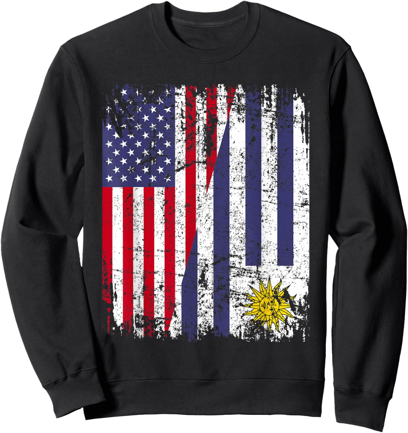 Uruguayan Roots | Half American Flag | Uruguay Sweatshirt - Sweatshirt | Black