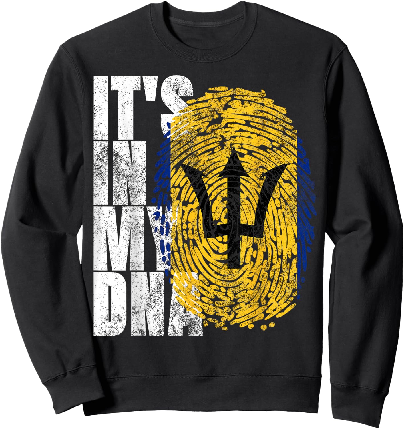 It's In My DNA Barbados Gifts Trident Bajan Barbadian Flag Sweatshirt - Sweatshirt | Black