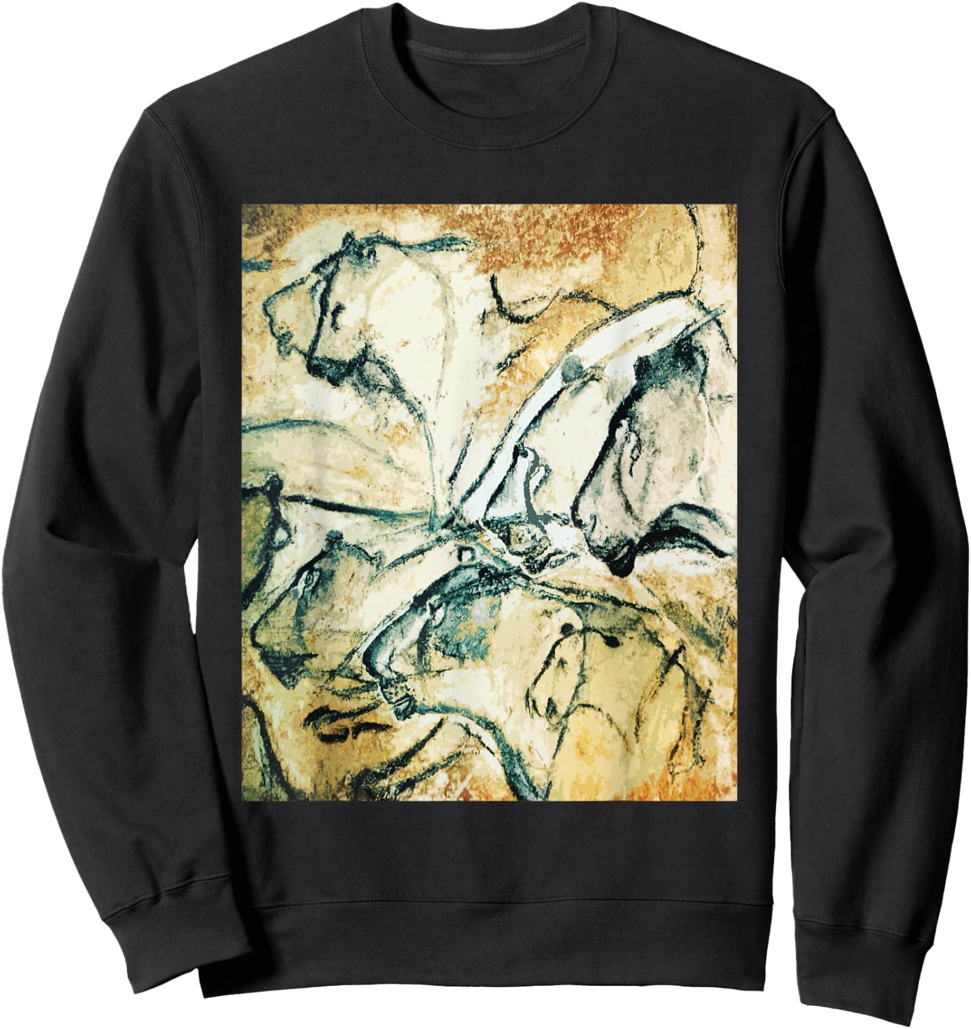 Lions From Chauvet Cave - Rock Art Petroglyph Archaeology Sweatshirt - Sweatshirt | Black