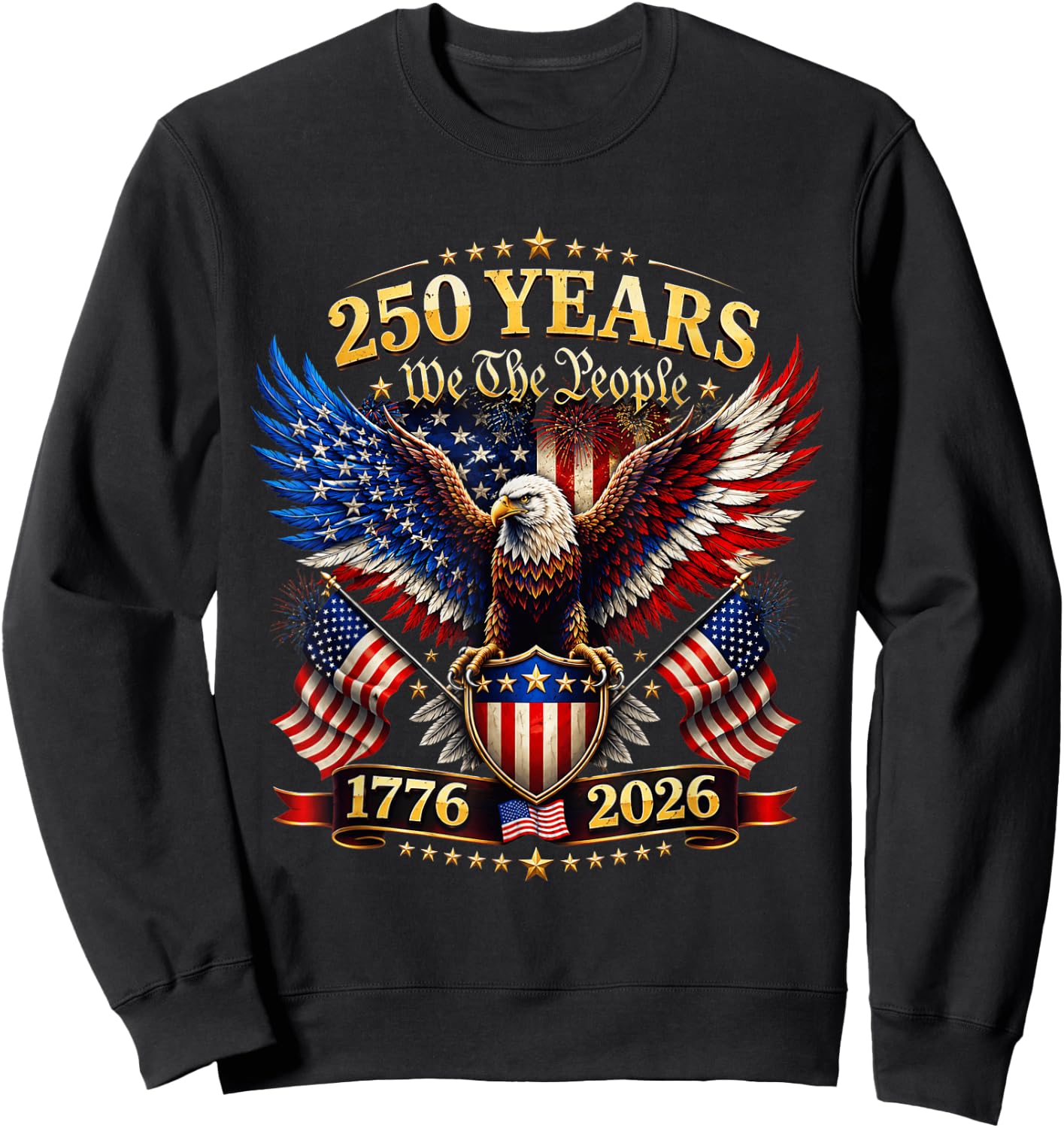 USA 250th Anniversary 4th of July 250 Anniversary USA Sweatshirt - Sweatshirt | Black