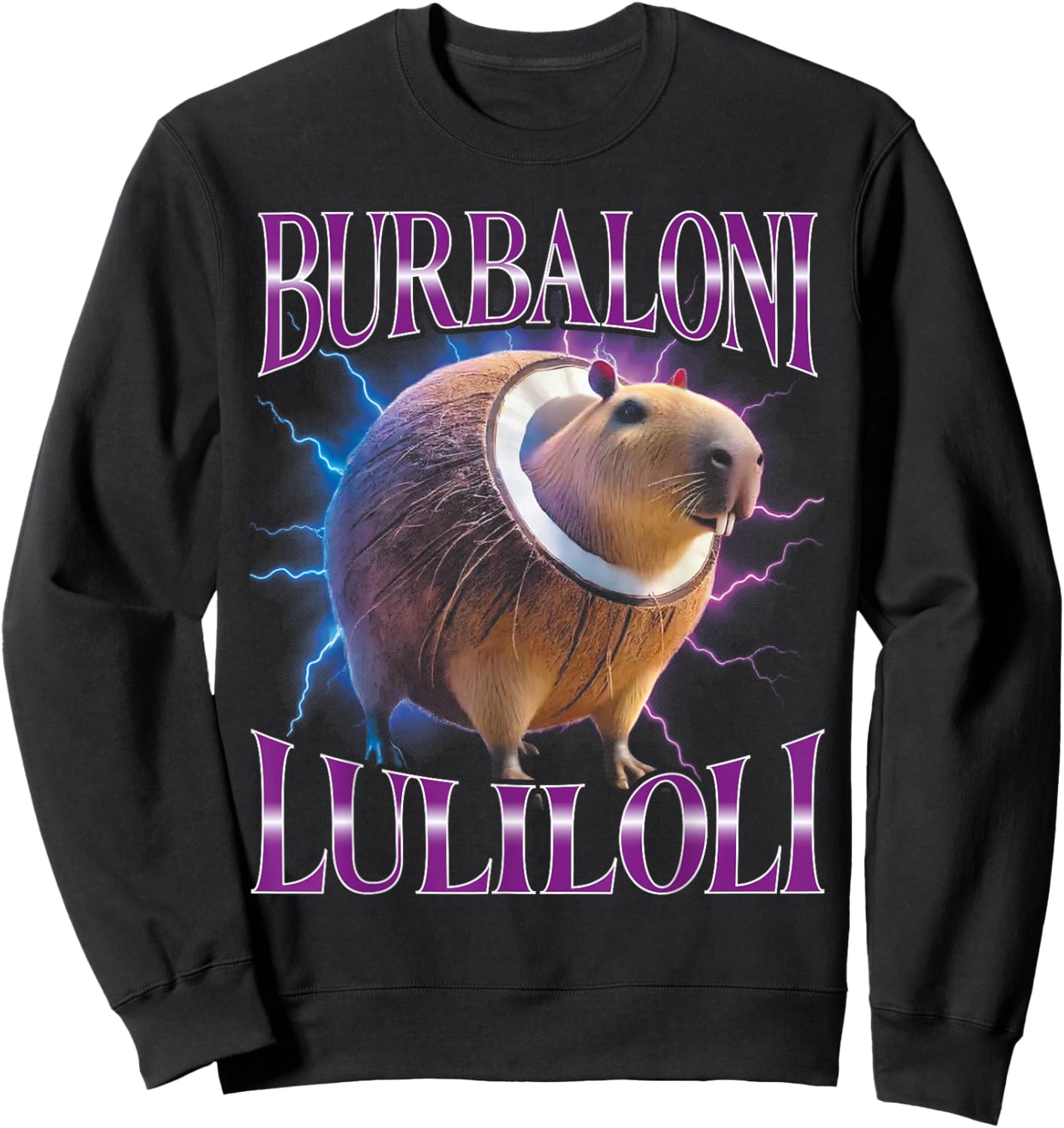 Surreal Italian Brainrot Meme Burbaloni Luliloli Funny Sweatshirt - Sweatshirt | Black