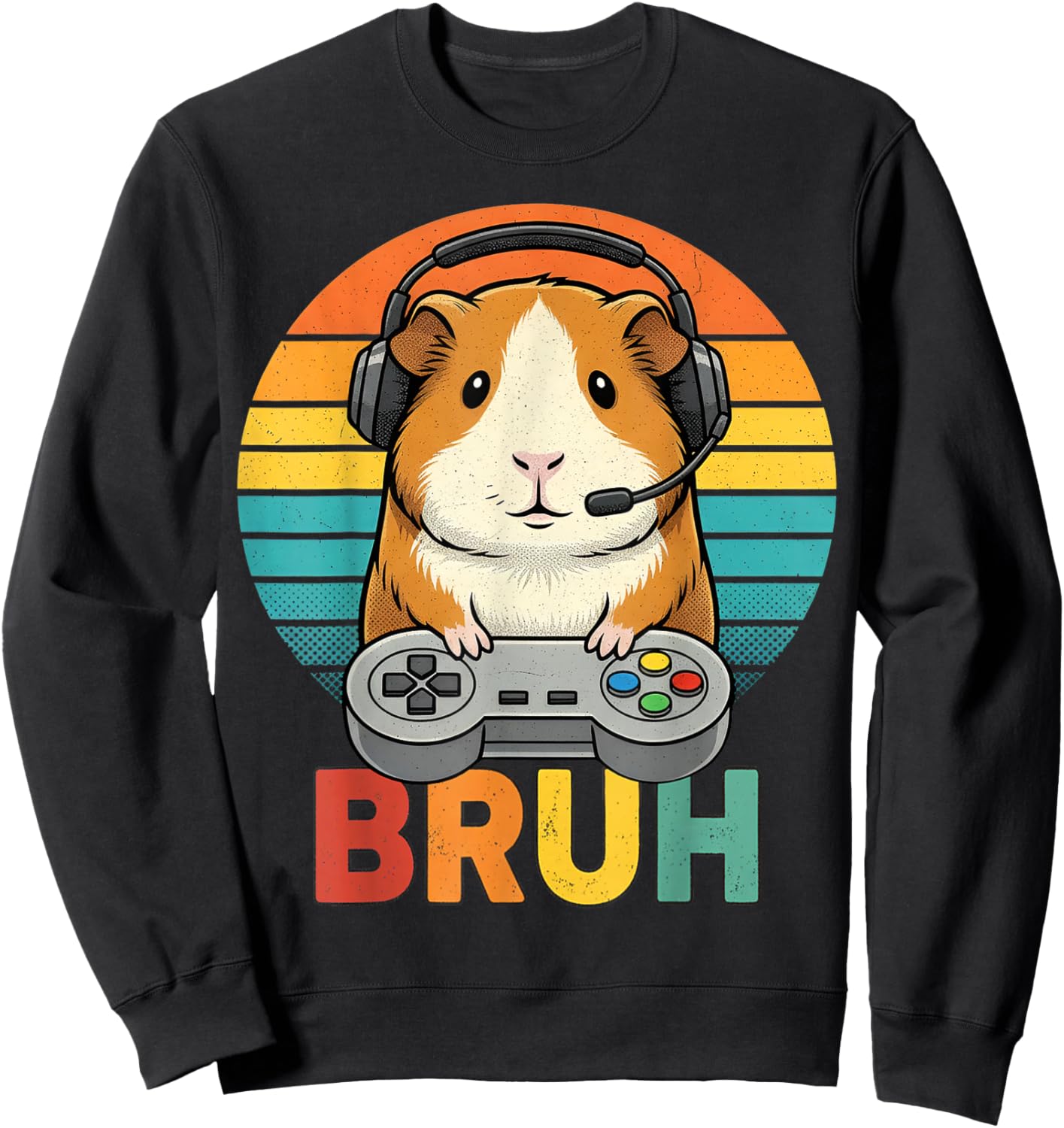Gaming Guinea Pig Bruh Retro Guinea Pig Gamer Bruh Kids Boys Sweatshirt - Sweatshirt | Black