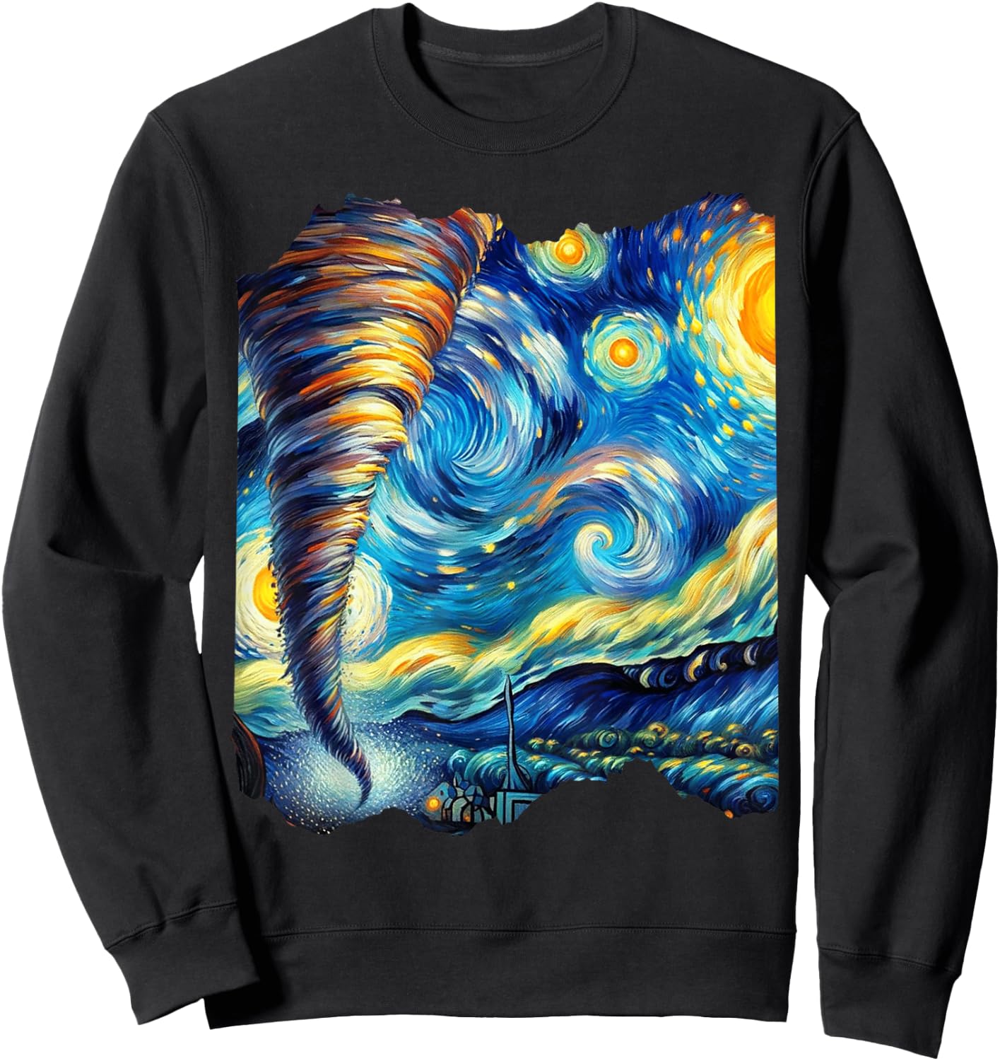 Tornado Van Gogh Art Painting Star Sky Night Nature Weather Sweatshirt - Sweatshirt | Black