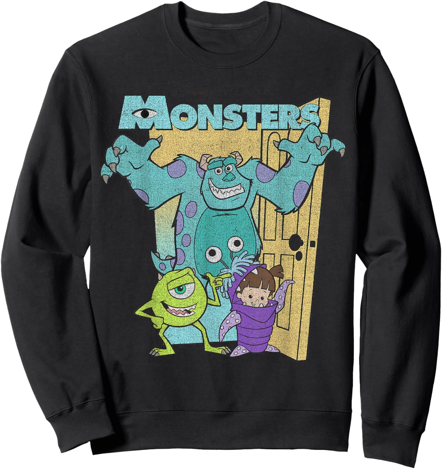Disney Pixar Monsters Inc. Mike Sully Boo Group Poster Sweatshirt - Sweatshirt | Black