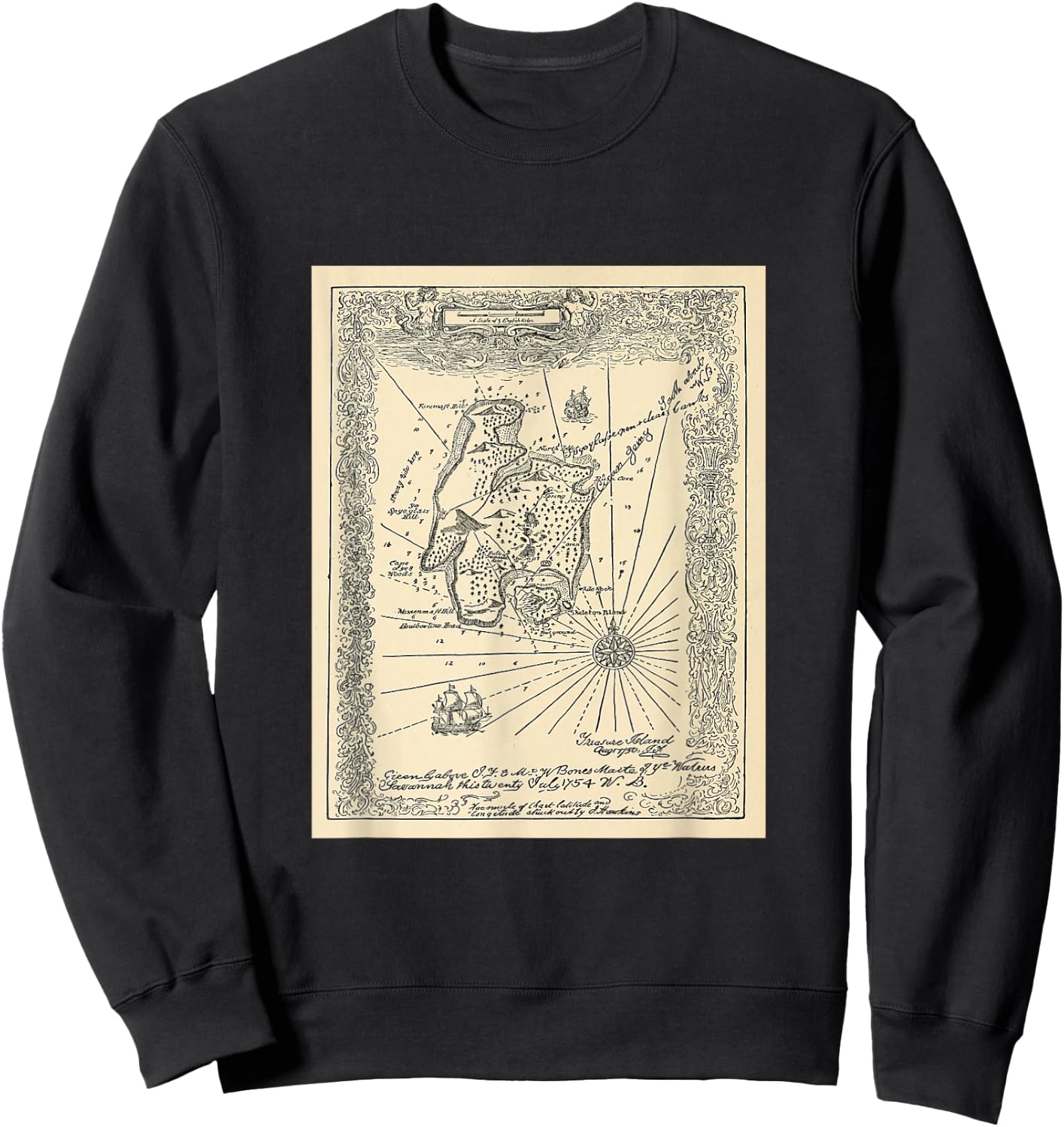 Treasure Island Map T Shirt Sweatshirt - Sweatshirt | Black