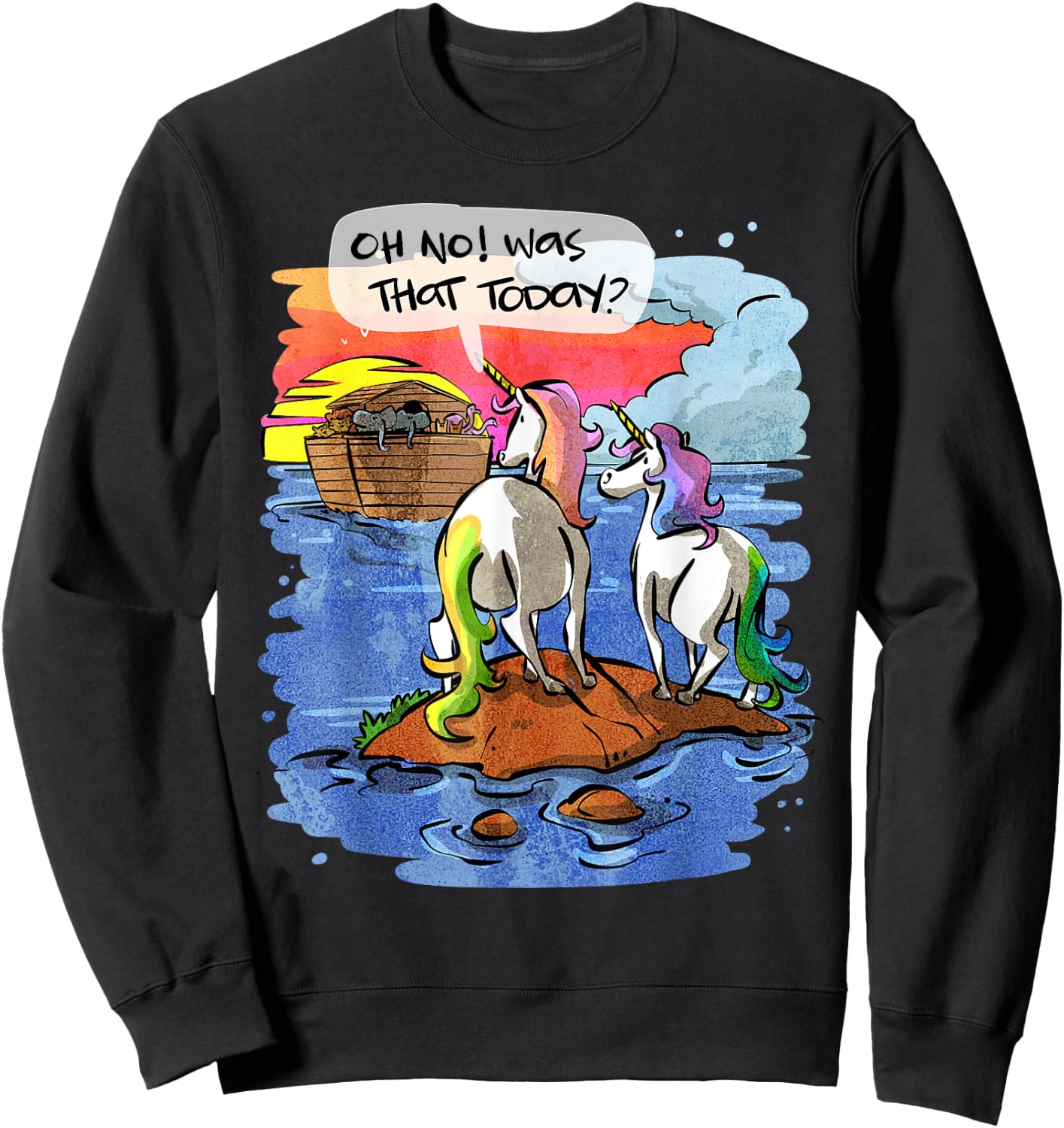 Noah Guy Unicorn Noahs Ark Gift Girls And Adults Sweatshirt - Sweatshirt | Black