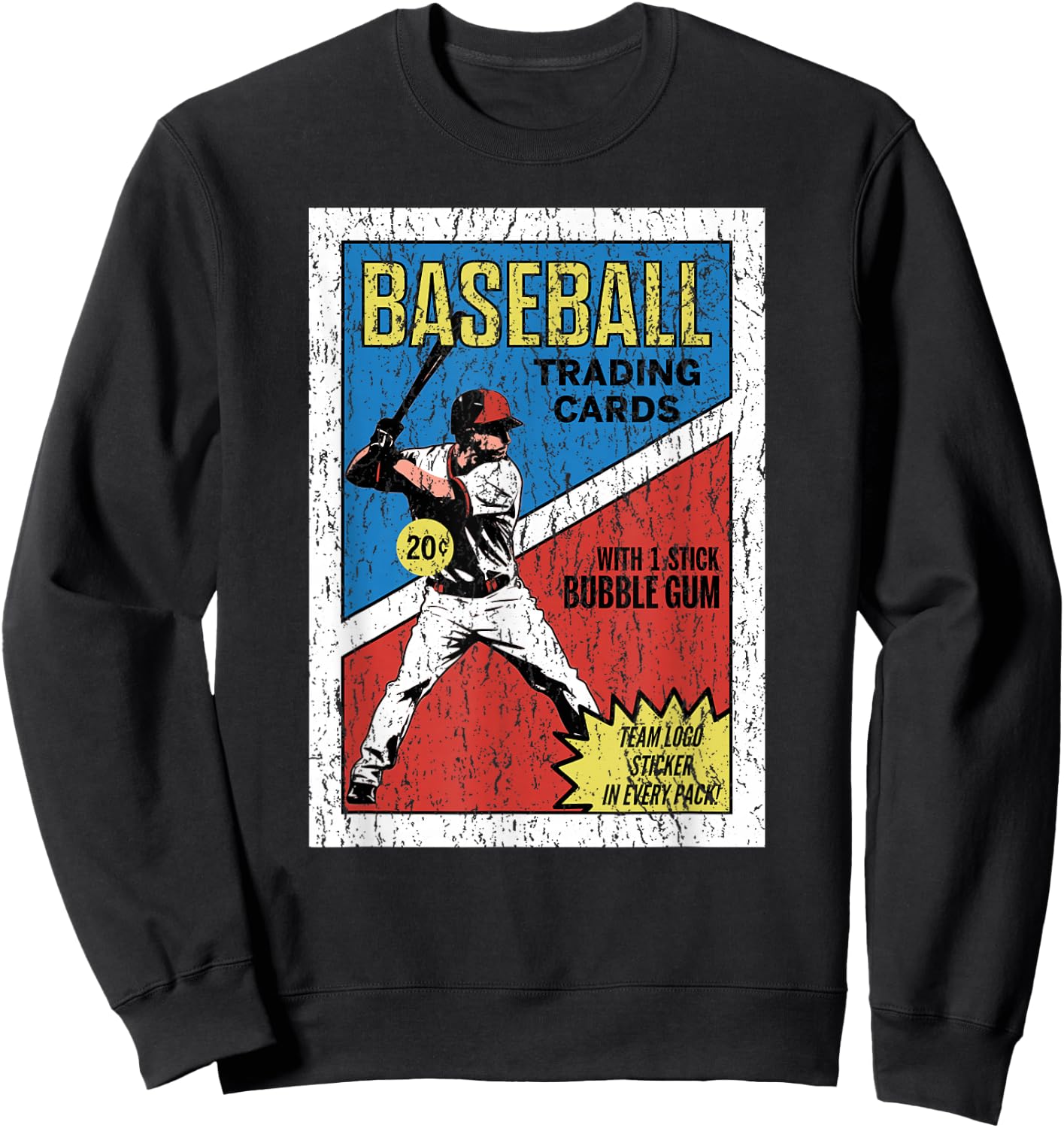 Retro Baseball Card Wrapper (Distressed) Sweatshirt - Sweatshirt | Black