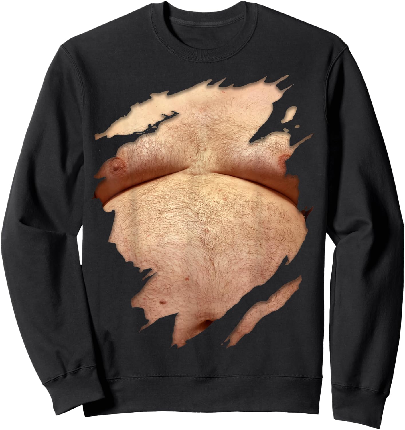 Fat Hairy Guy Big Stomach & Man Boobs Fat Dad BOD Sweatshirt - Sweatshirt | Black