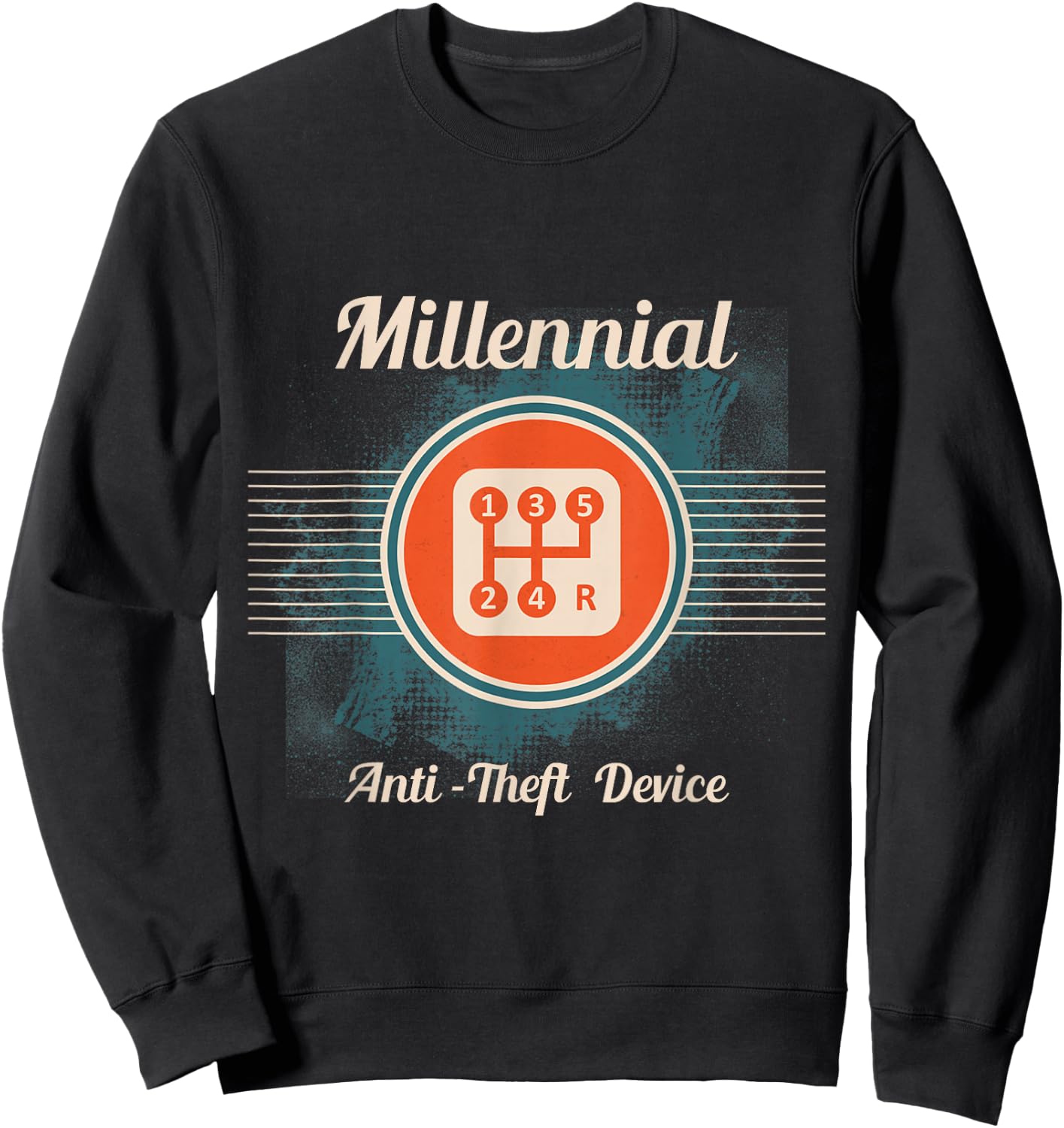 Automotive Millennial Gear Shift, Anti Theft Vehicle Sweatshirt - Sweatshirt | Black