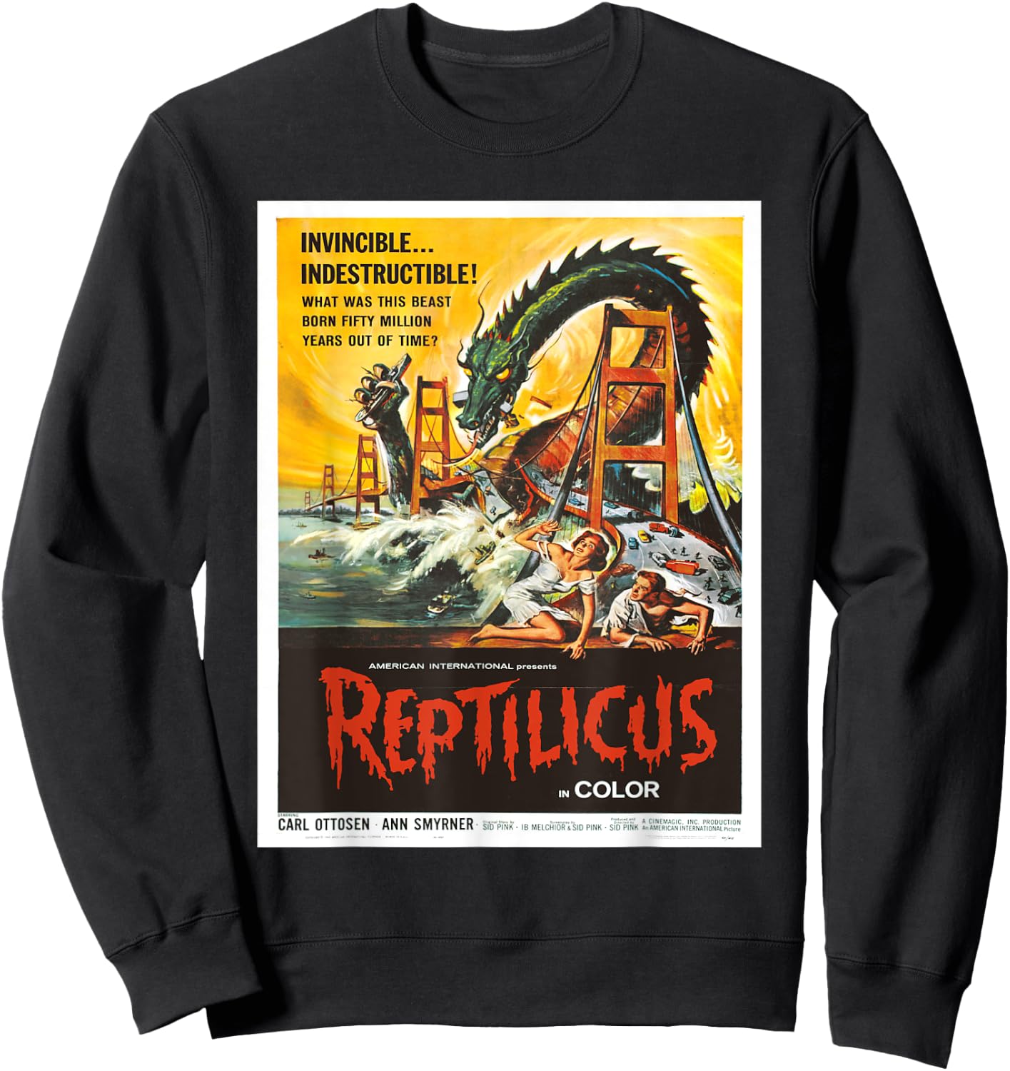 Reptilicus Danish American Sci-Fi giant monster movie poster Sweatshirt - Sweatshirt | Black