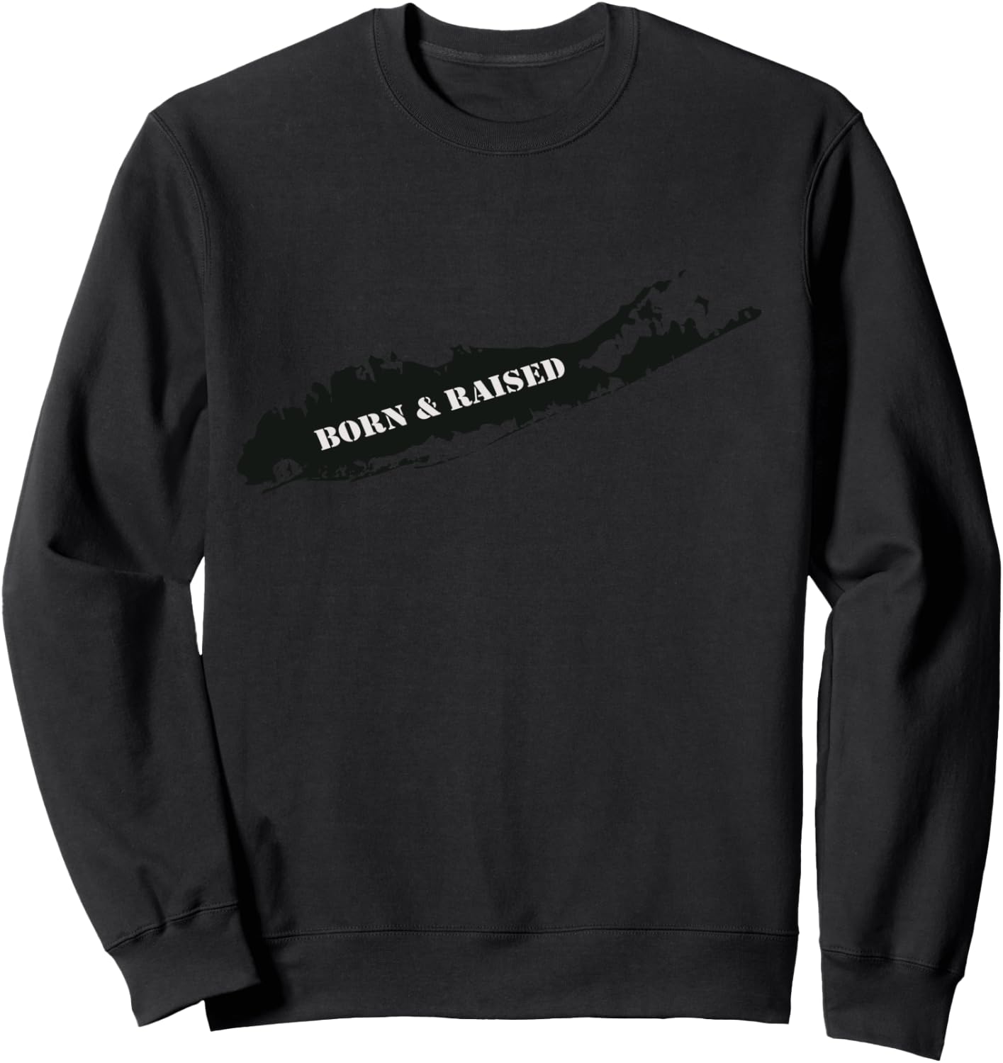 Born and Raised Long Island Home Map Long Sleeved Sweatshirt - Sweatshirt | Black