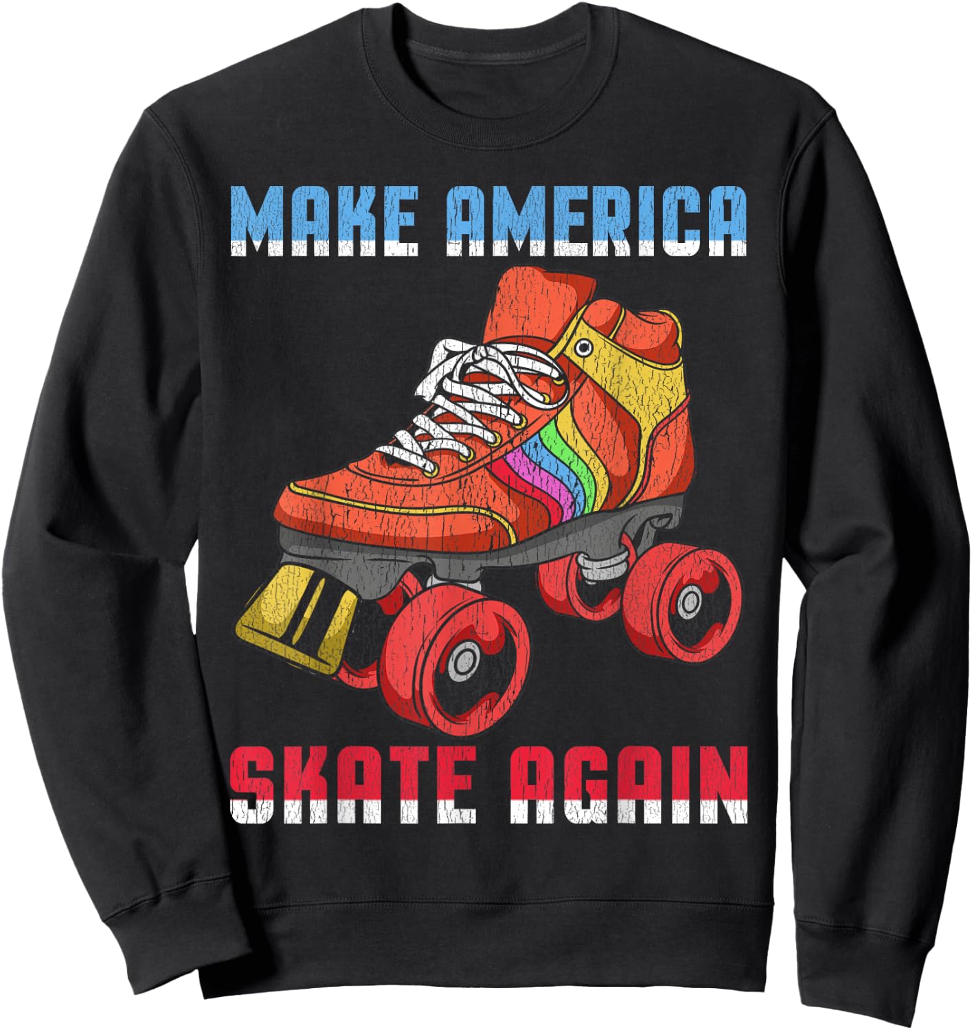 80's Rollerskates T Shirt Vintage Roller Skating Disco Sweatshirt - Sweatshirt | Black