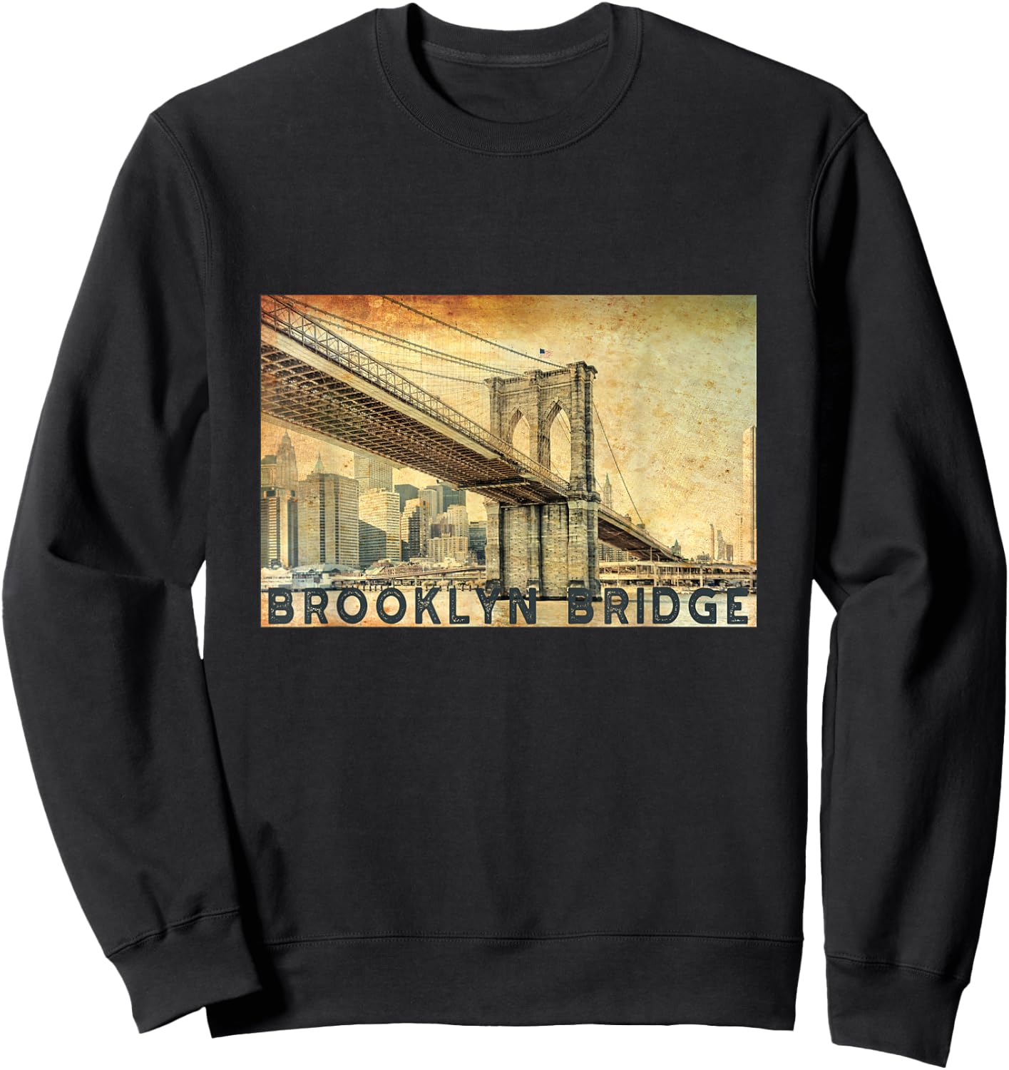 NY Brooklyn Bridge Connects Manhattan & Brooklyn Men Women Sweatshirt - Sweatshirt | Black