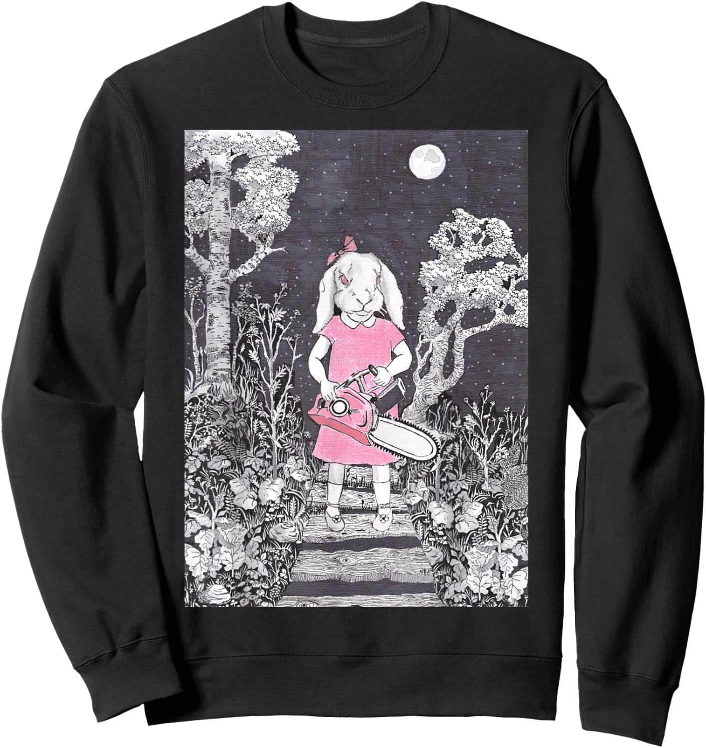 Creepy Chainsaw Bunny Goth Gothic Halloween Horror Darkness Sweatshirt - Sweatshirt | Black