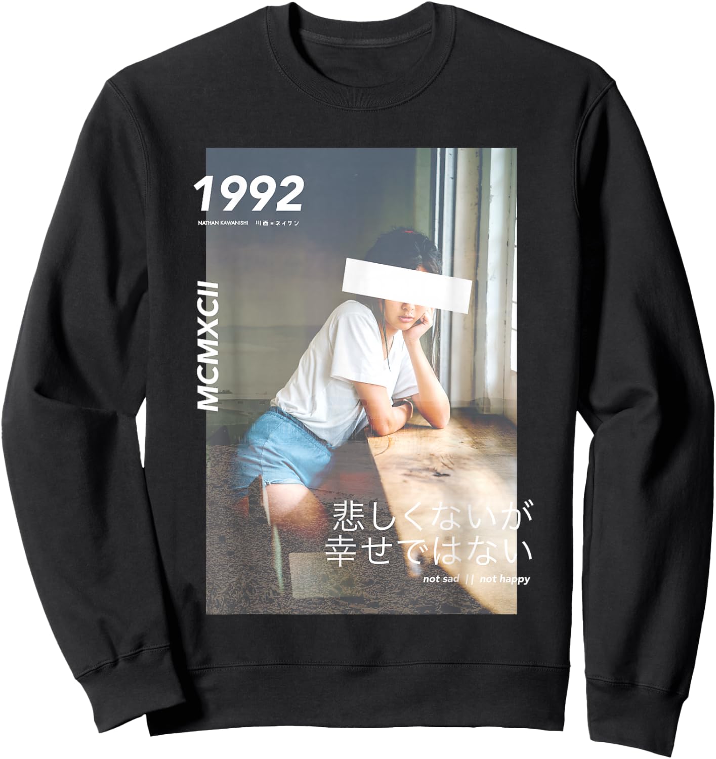 Aesthetic Japanese Vintage Streetwear Fashion Graphic Sweatshirt - Sweatshirt | Black