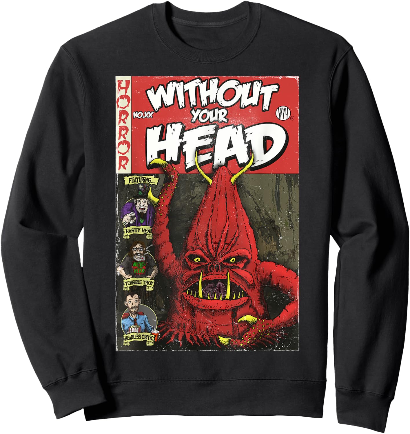 Vintage Comic Book B-Movie Monster Sweatshirt - Sweatshirt | Black