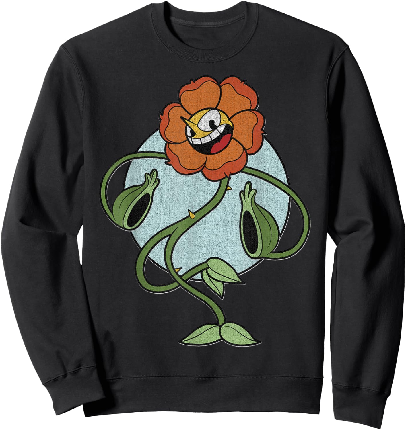Cuphead Cagney Flower Pose Sweatshirt - Sweatshirt | Black