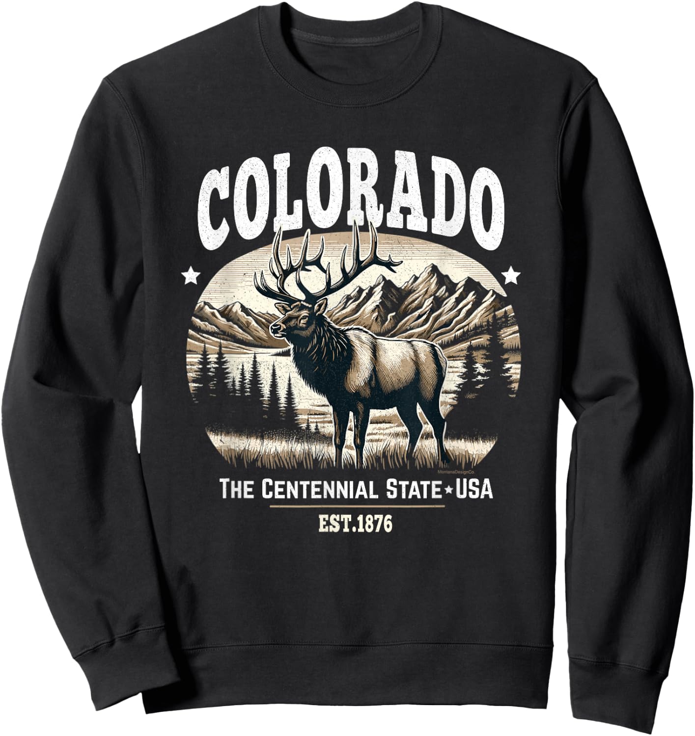 Colorado Rocky Mountain Elk, The Centennial State Sweatshirt - Sweatshirt | Black
