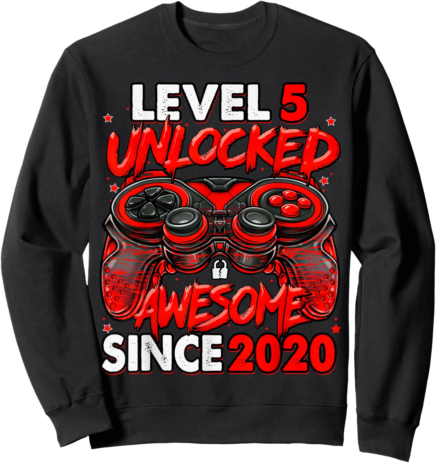 Level 5 Unlocked Awesome Since 2020 5th Birthday Gaming Sweatshirt - Sweatshirt | Black