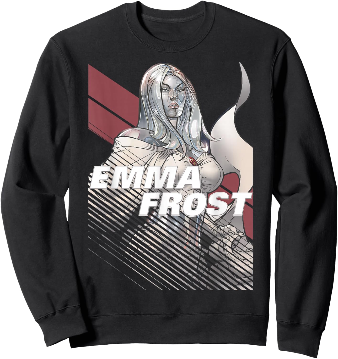Marvel X-Men Emma Frost Moto-Stripe Fadeout Graphic Sweatshirt - Sweatshirt | Black